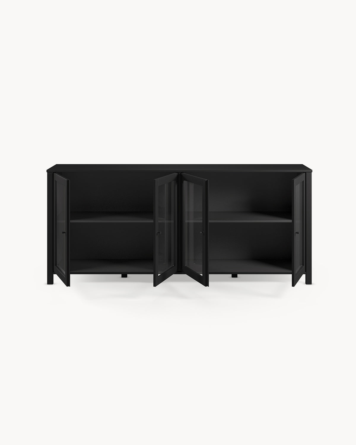 Credenza in legno di pino laccato Alessandra - Legno/Vetro