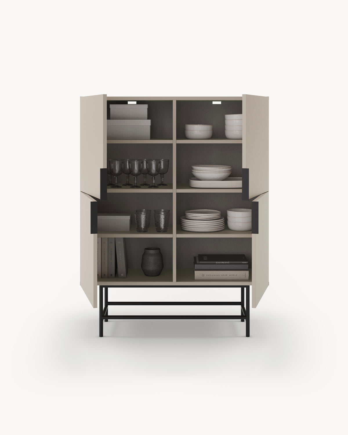 Credenza alta con gambe in metallo Eldia - Legno/Metallo
