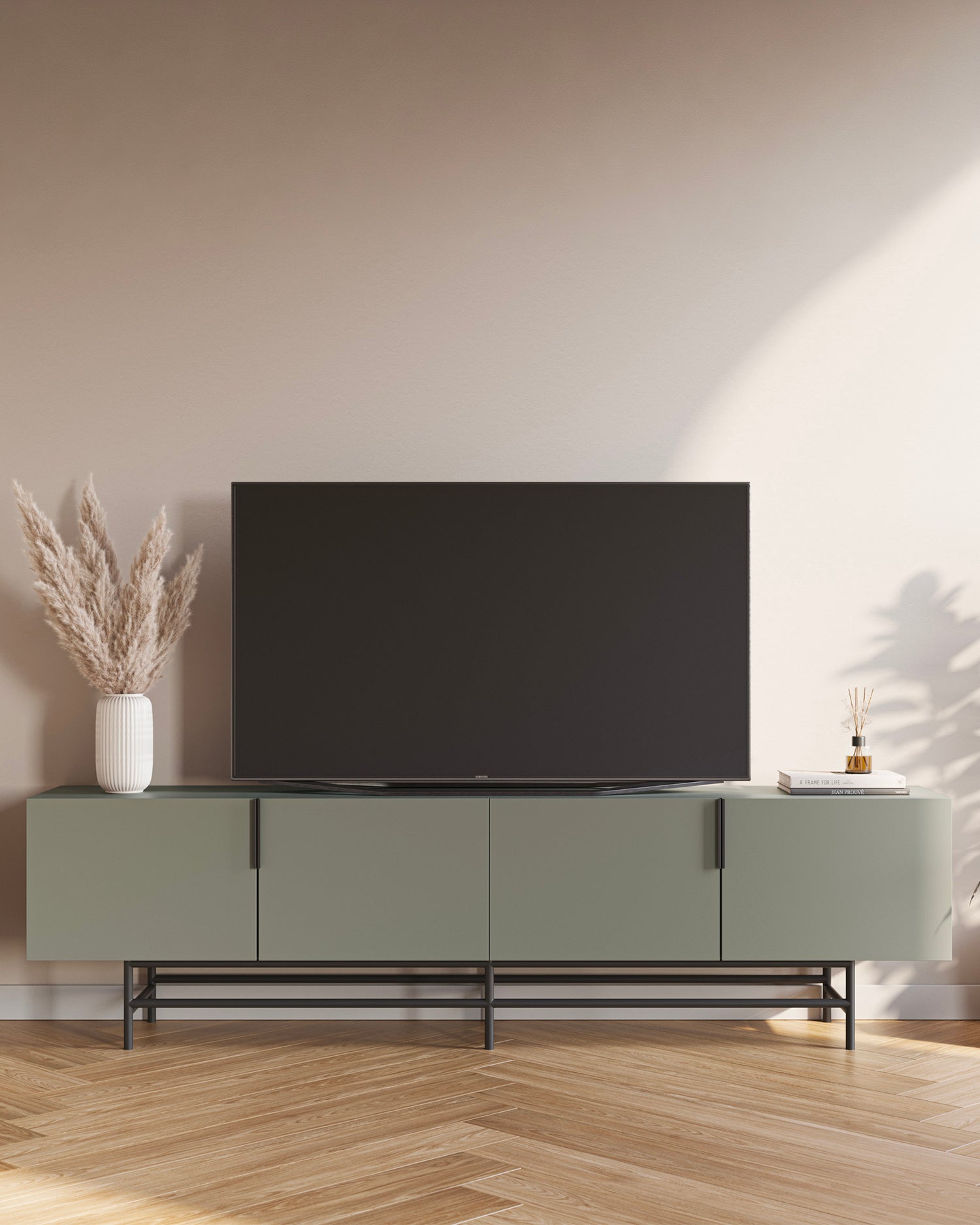 Mobile tv con gambe in metallo Eldia