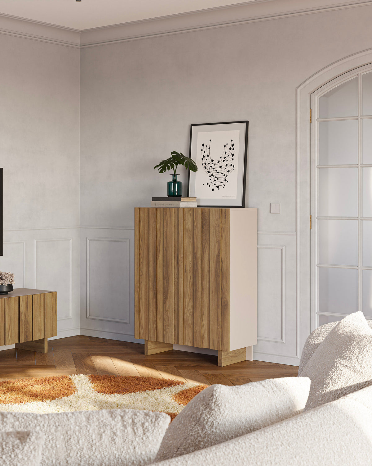 Credenza alta in legno di pino Marlo - Legno