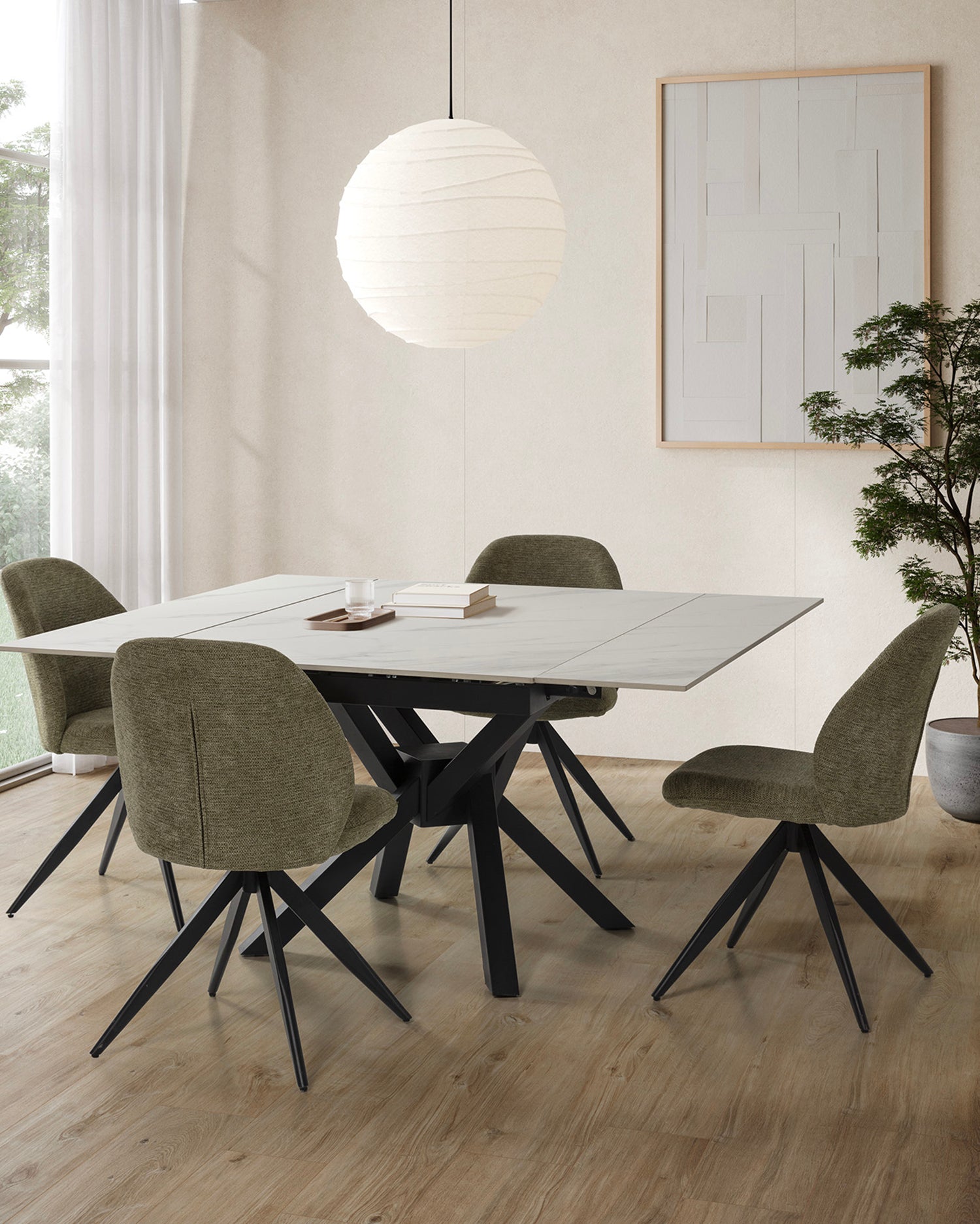 Set 2 sedie da pranzo imbottite Tamara verde salvia Essential Design