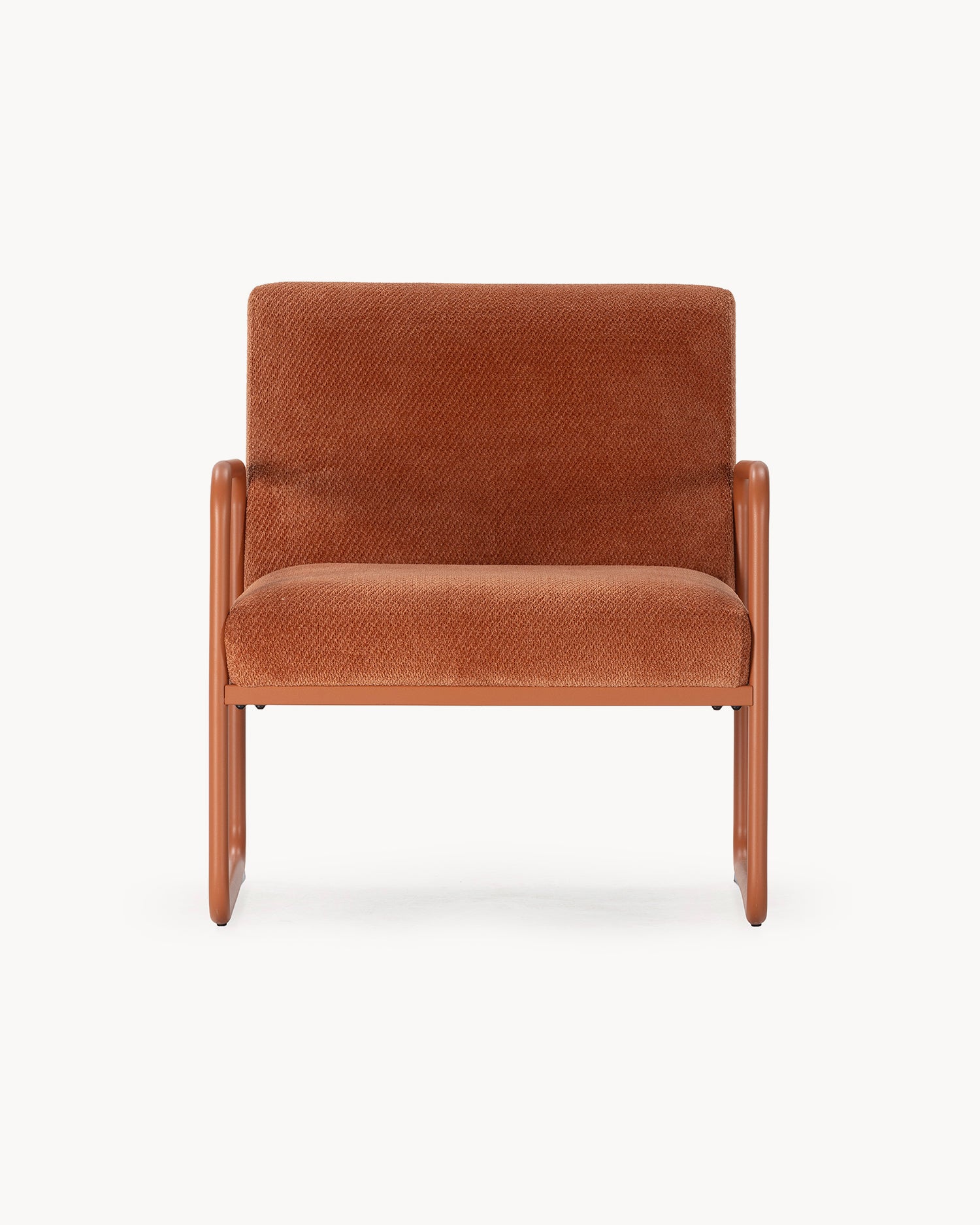 Poltrona imbottita in ciniglia Vince terracotta Essential Design
