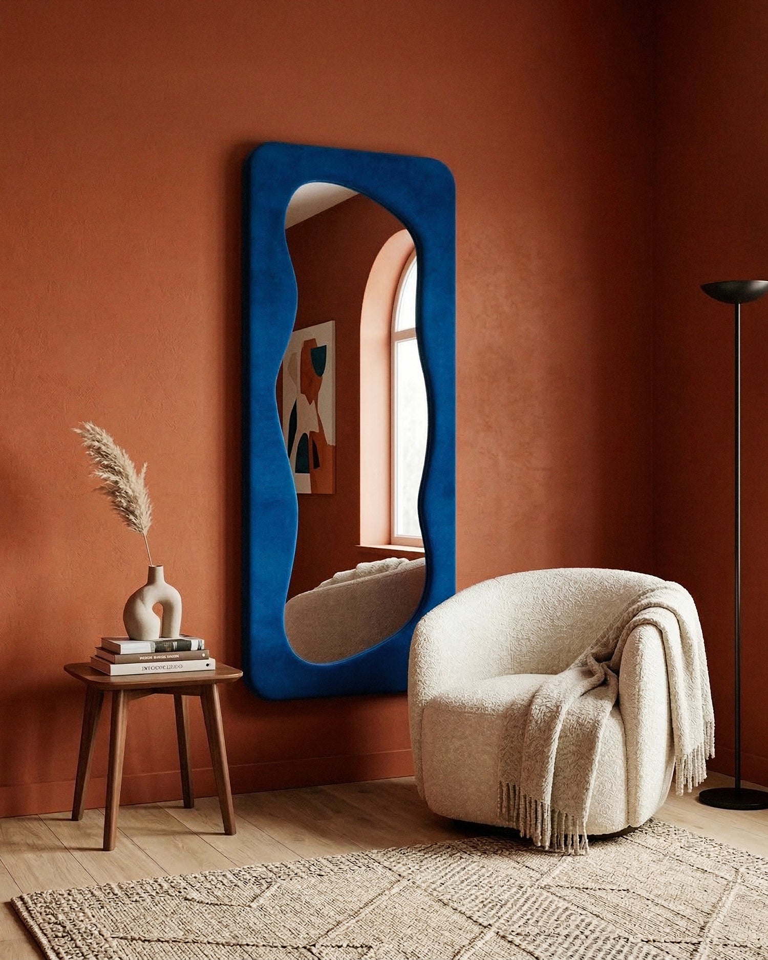 Specchio con cornice in velluto Arden