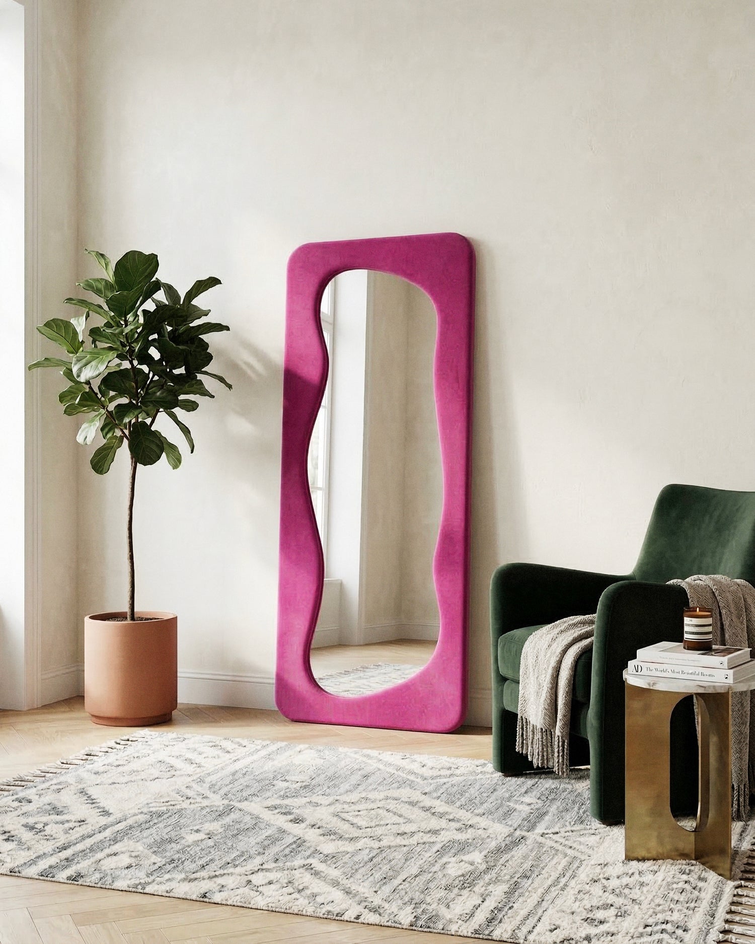 Specchio con cornice in velluto Arden