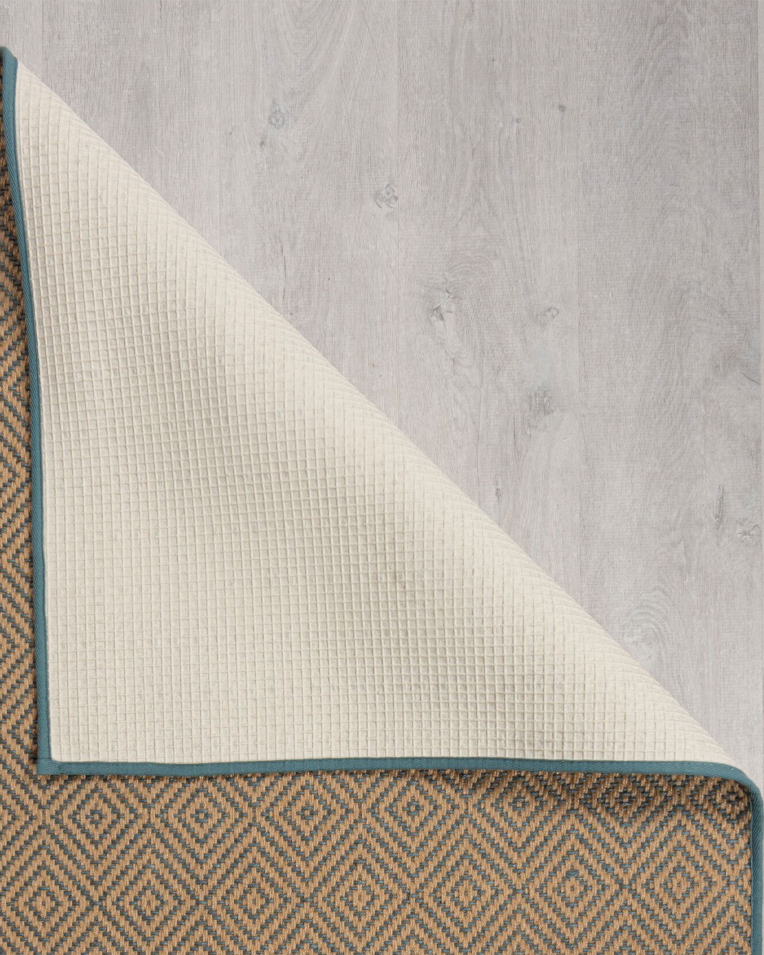 Tappeto in juta Diamond, naturale e blu