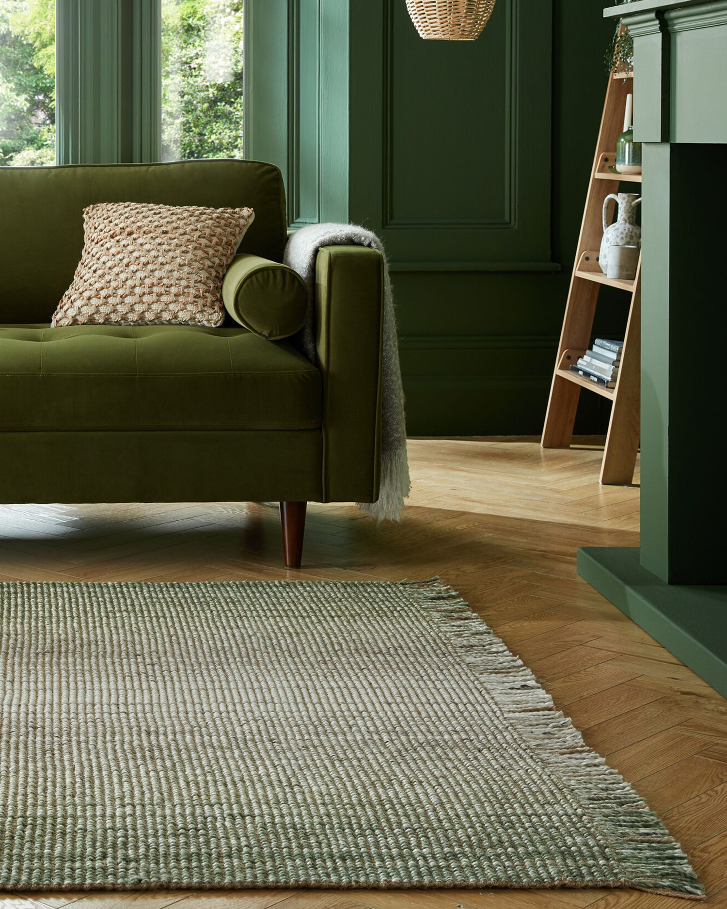 Tappeto in juta Ombre, verde