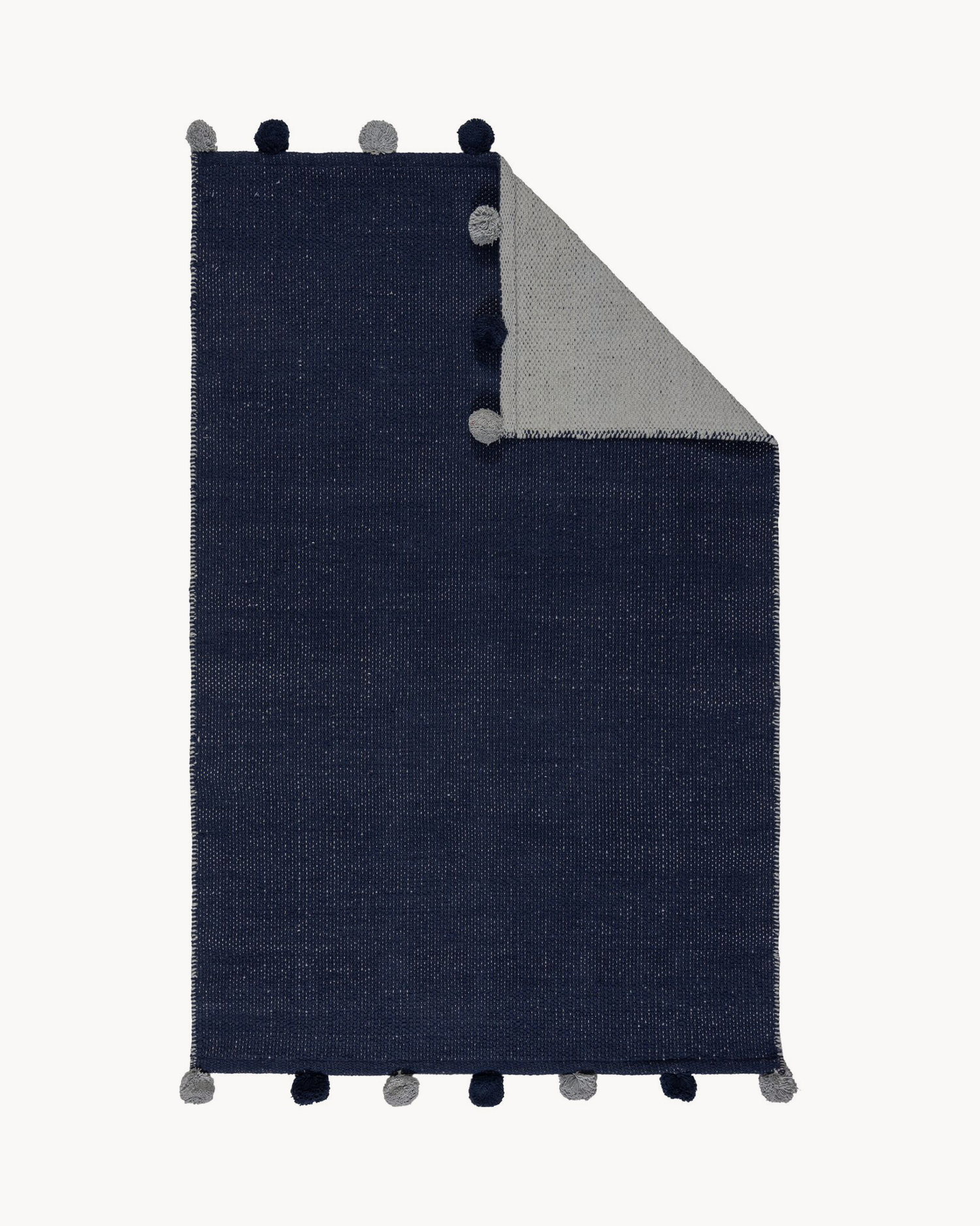 Tappeto reversibile in cotone pom pom, blu