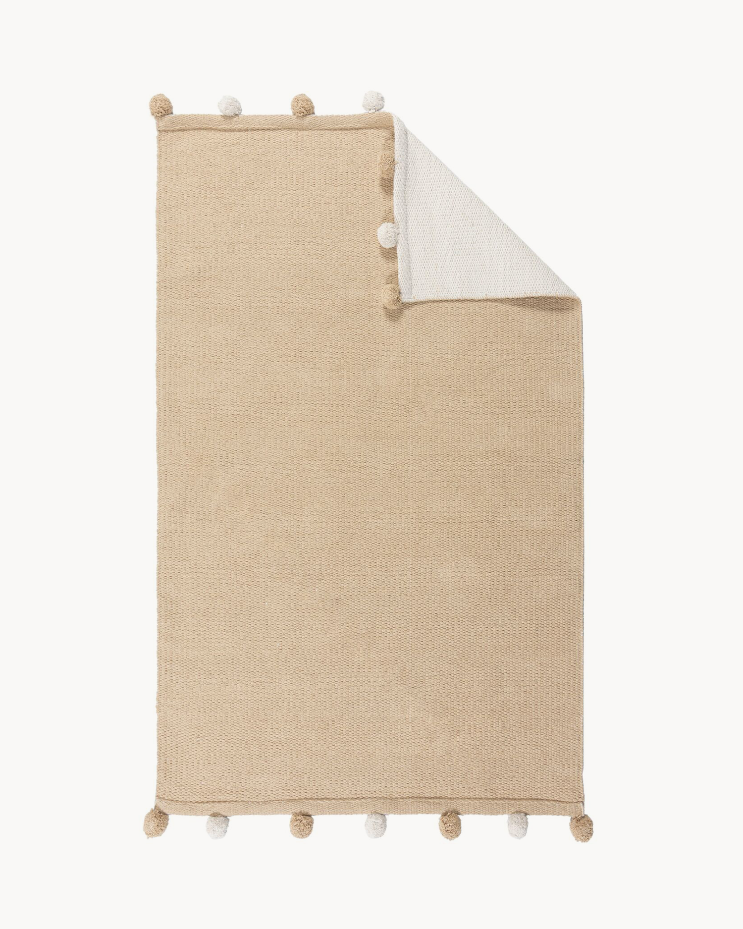 Tappeto reversibile in cotone pom pom, naturale