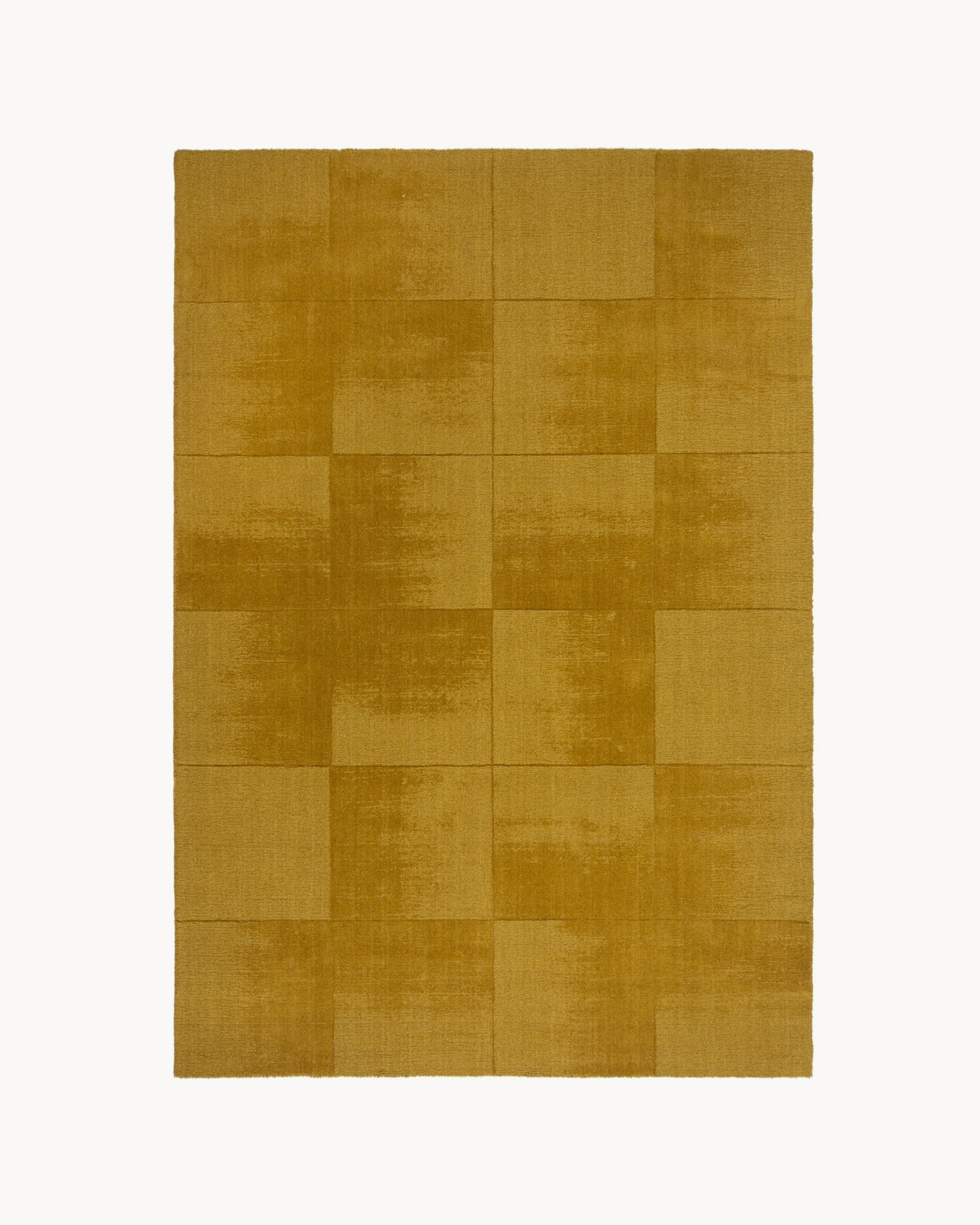Tappeto in lana a quadri Demi, giallo