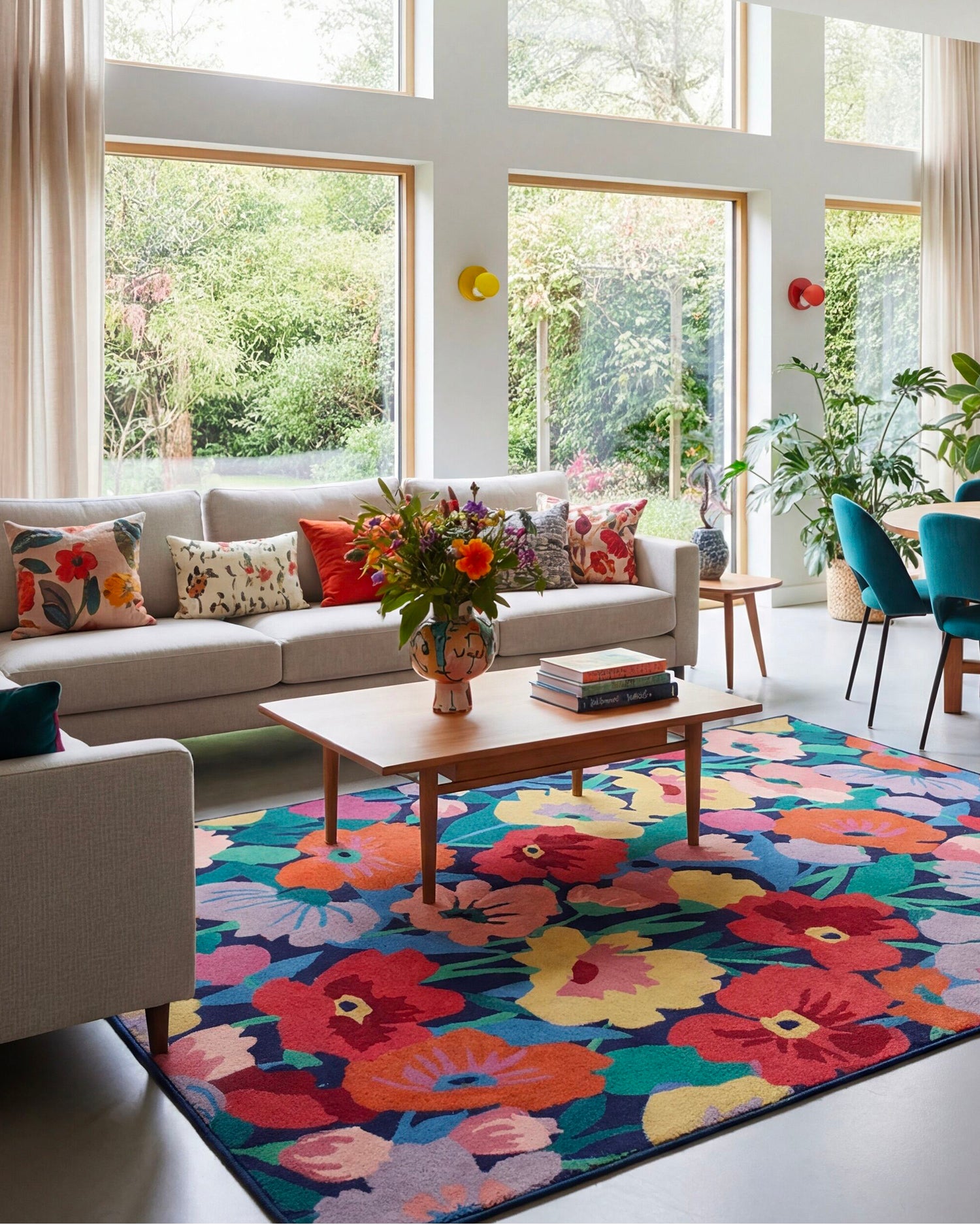 Tappeto fatto a mano in misto lana Cut Out Floral