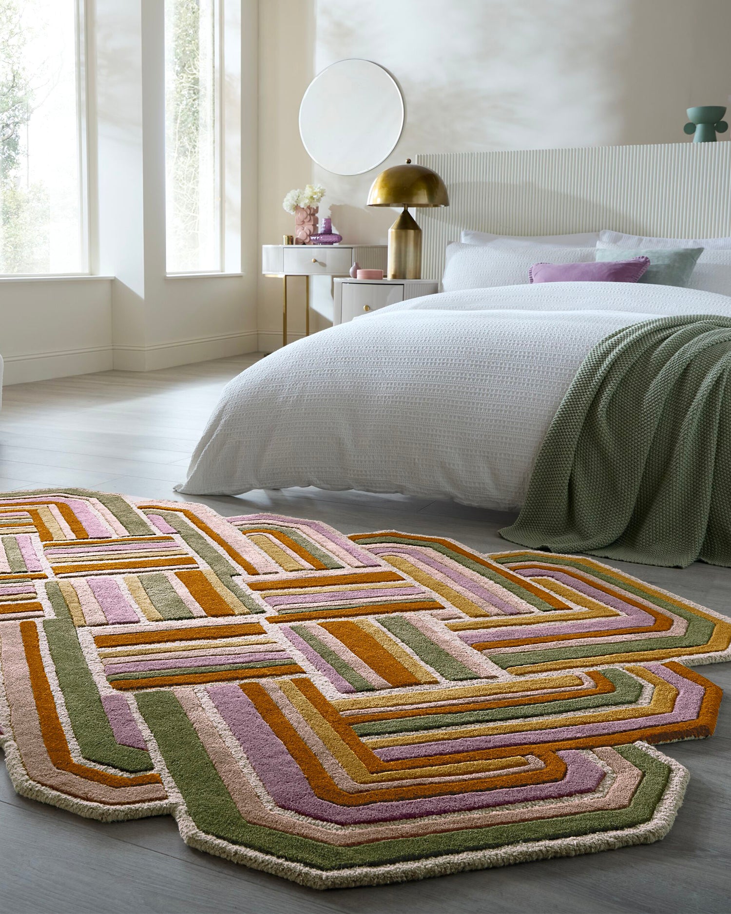 Tappeto fatto a mano in lana Linea