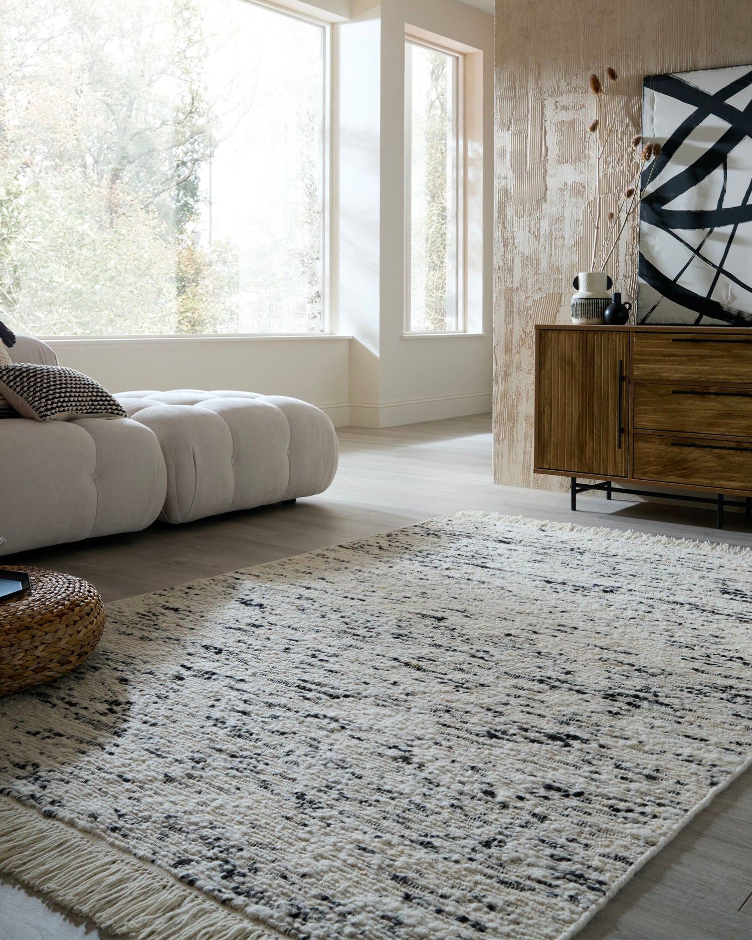 Tappeto in lana con frange Ellsa