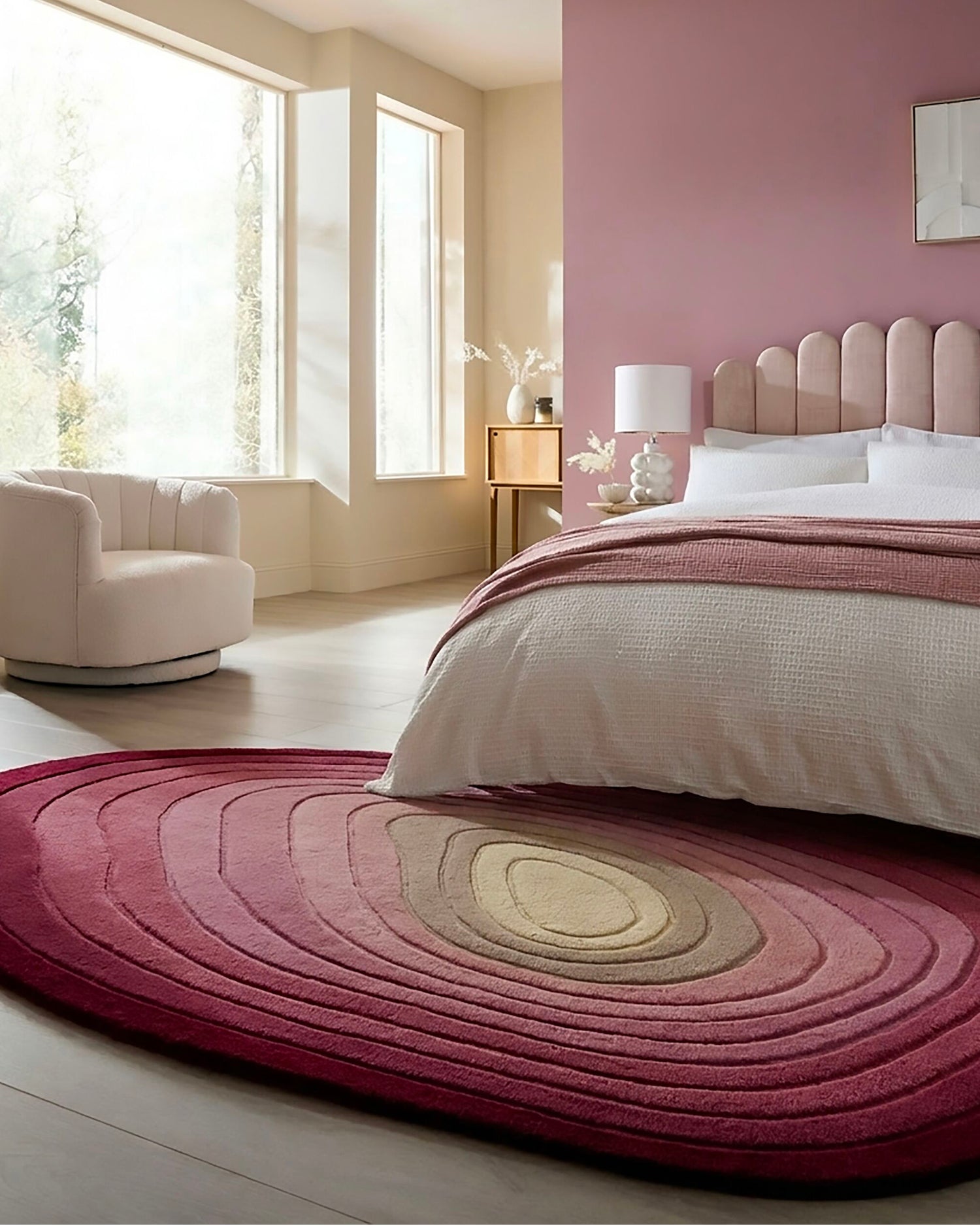 Tappeto ovale in lana Puddle