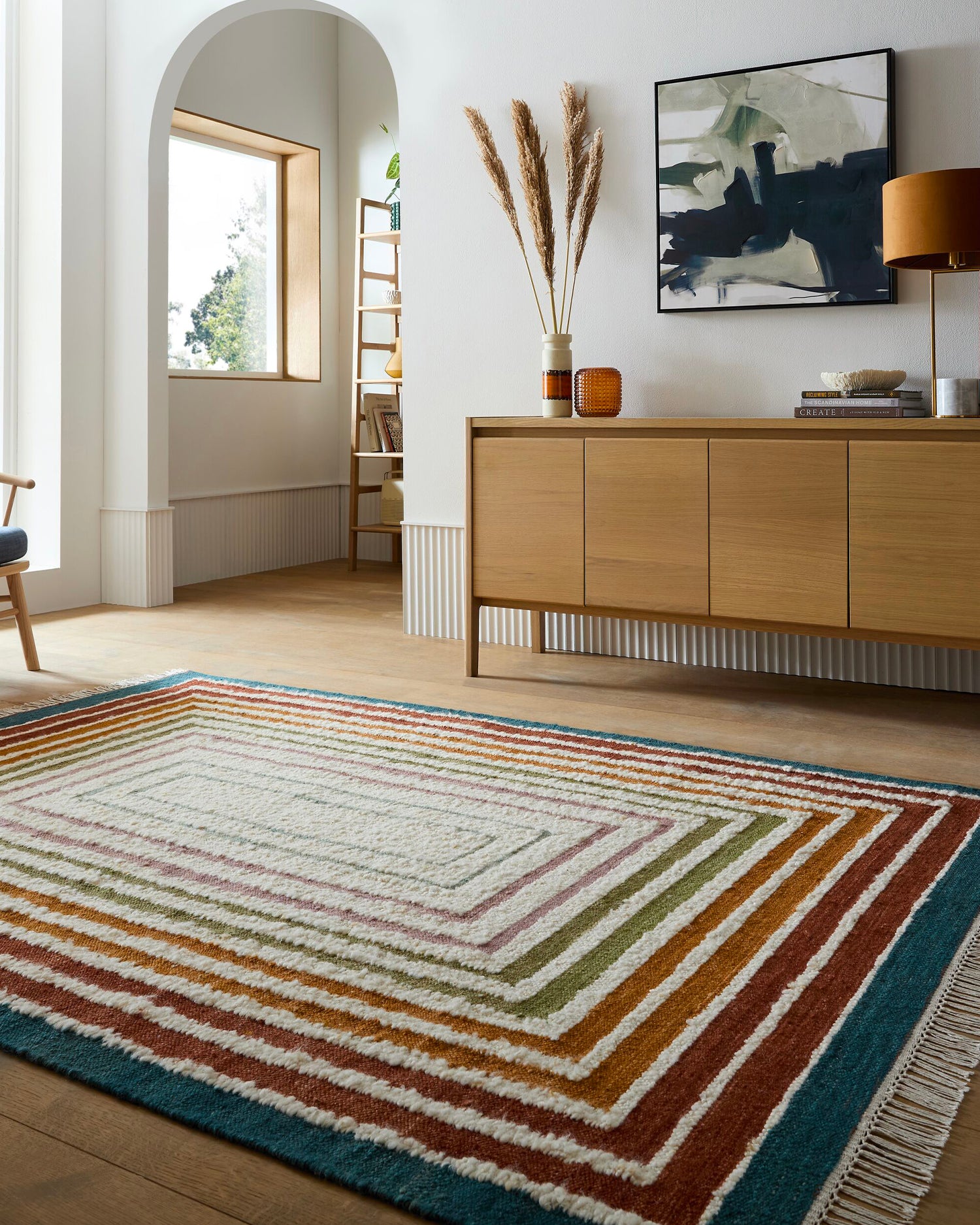 Tappeto fatto a mano in lana Frame