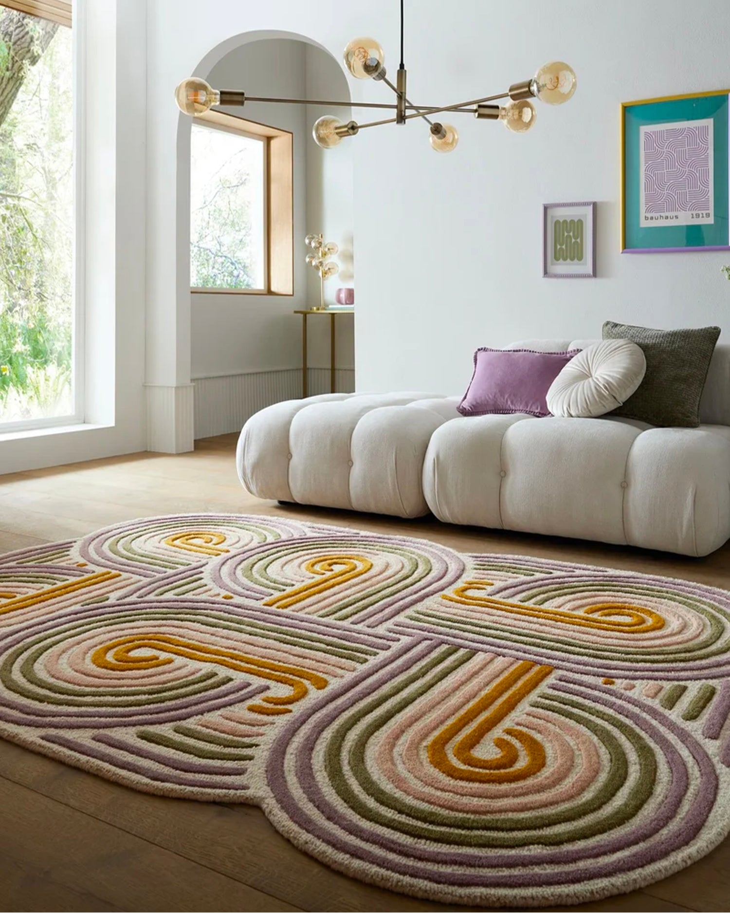 Tappeto fatto a mano in lana Spiral