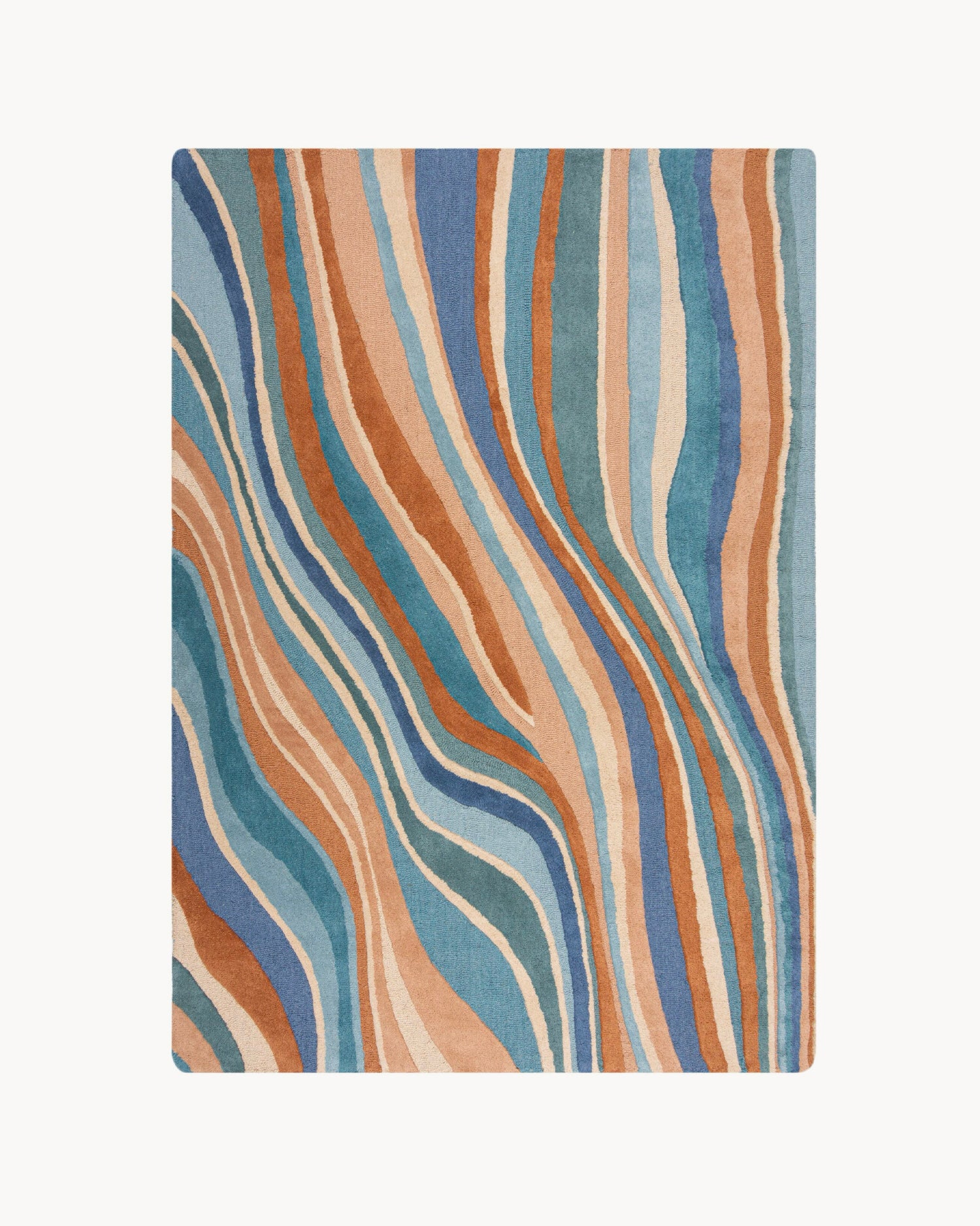 Tappeto astratto in lana Flow, blu
