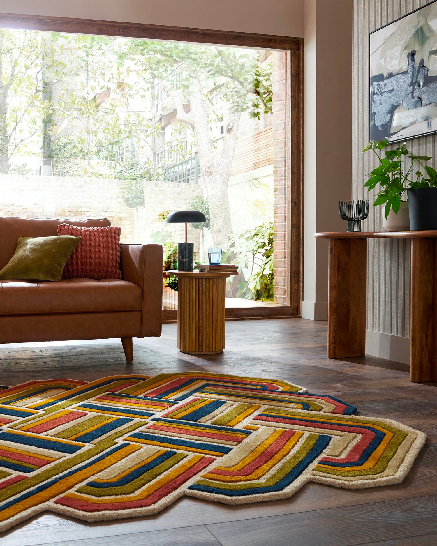 Tappeto fatto a mano in lana Linea