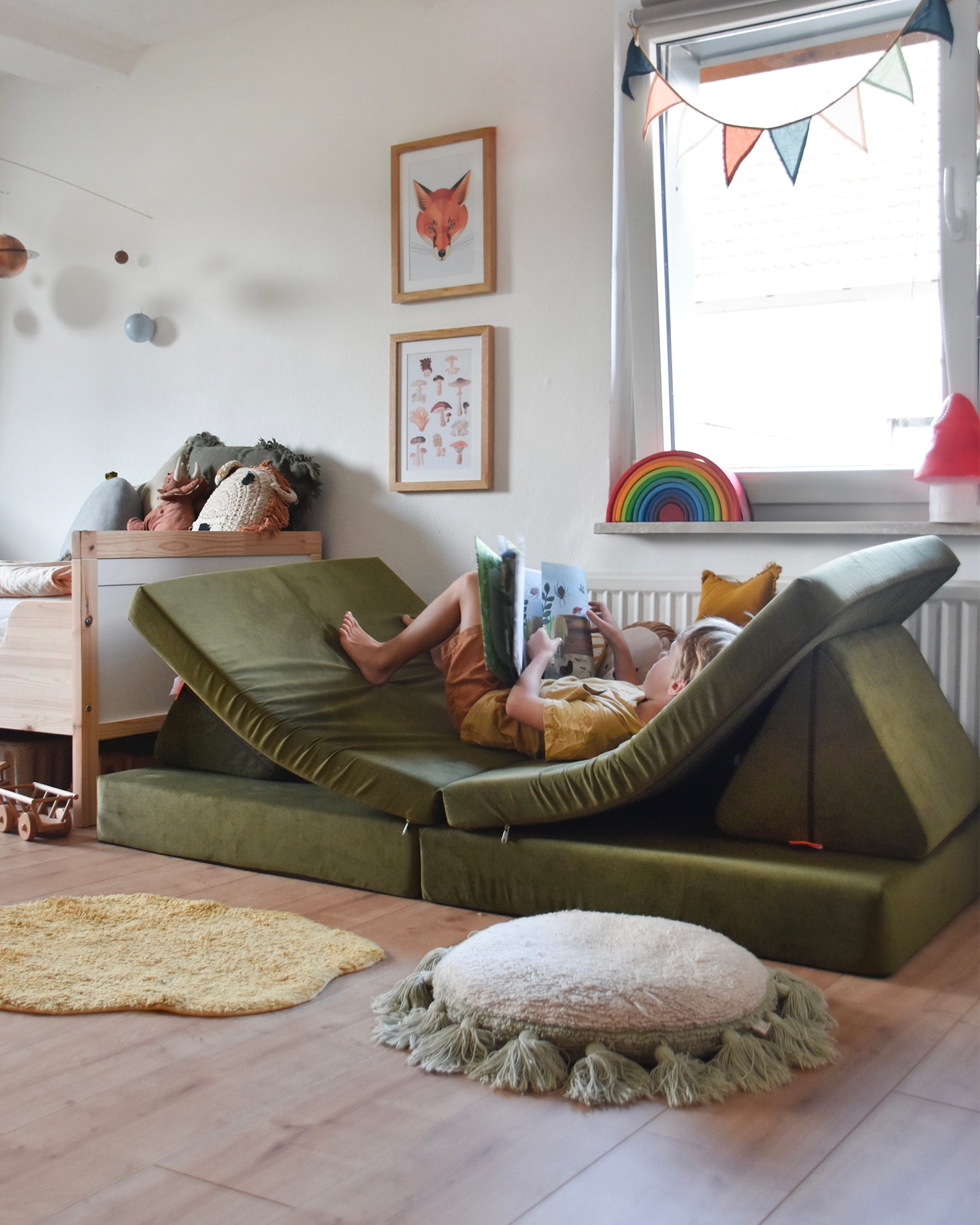 Divano modulare per bambini in velluto