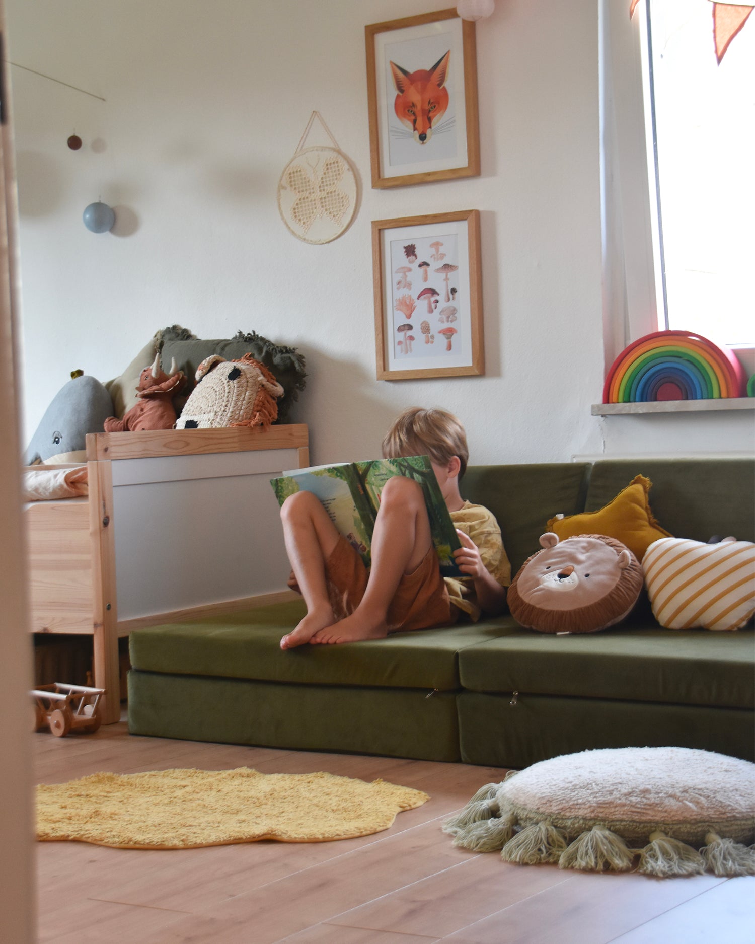 Divano modulare per bambini in velluto