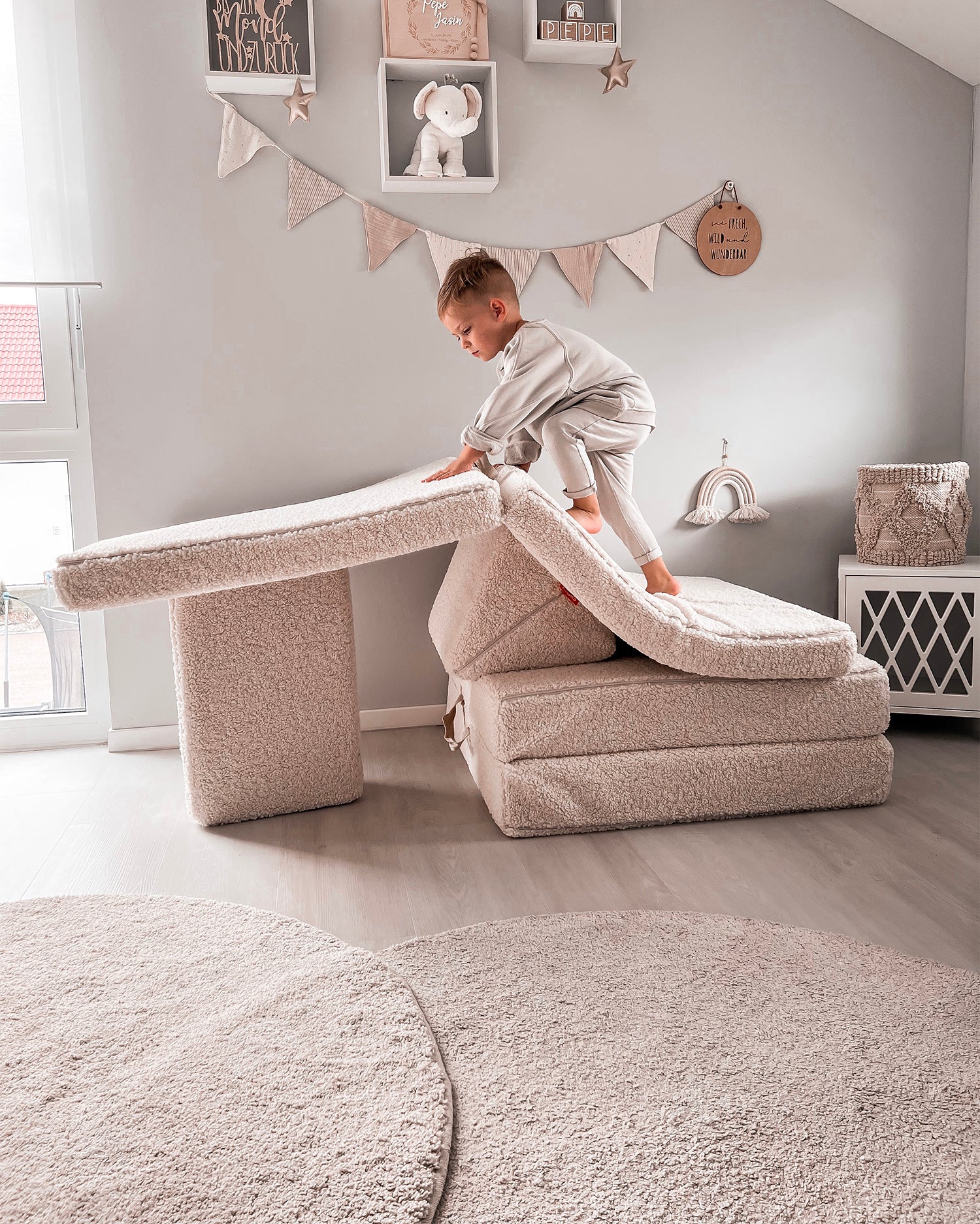 Divano modulare per bambini in teddy