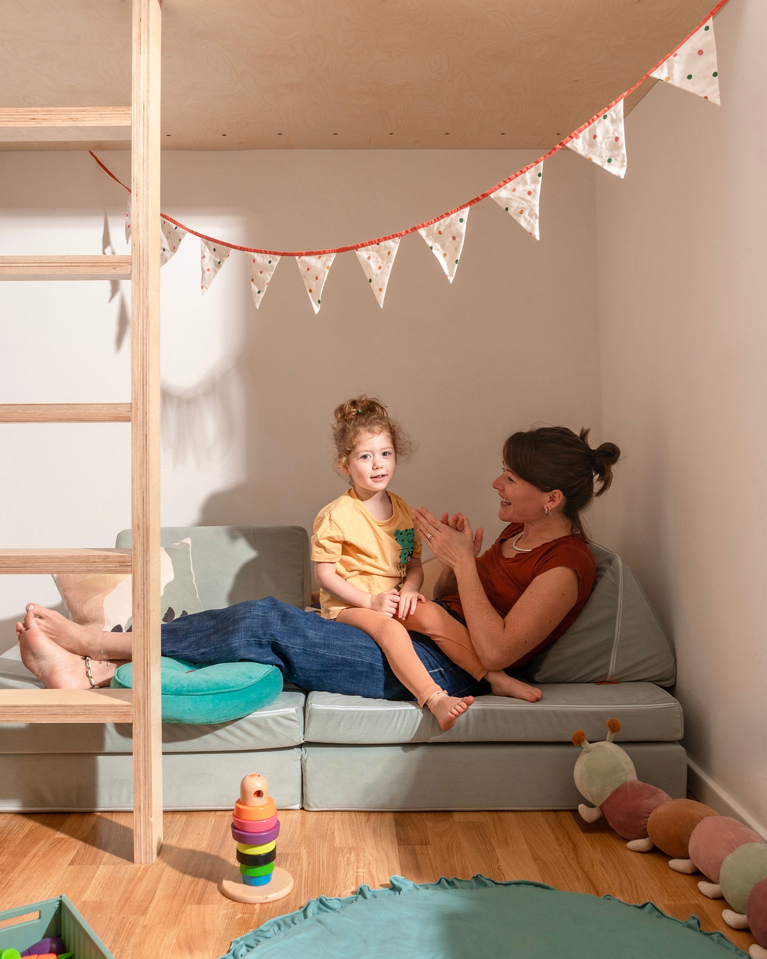 Divano modulare per bambini in velluto