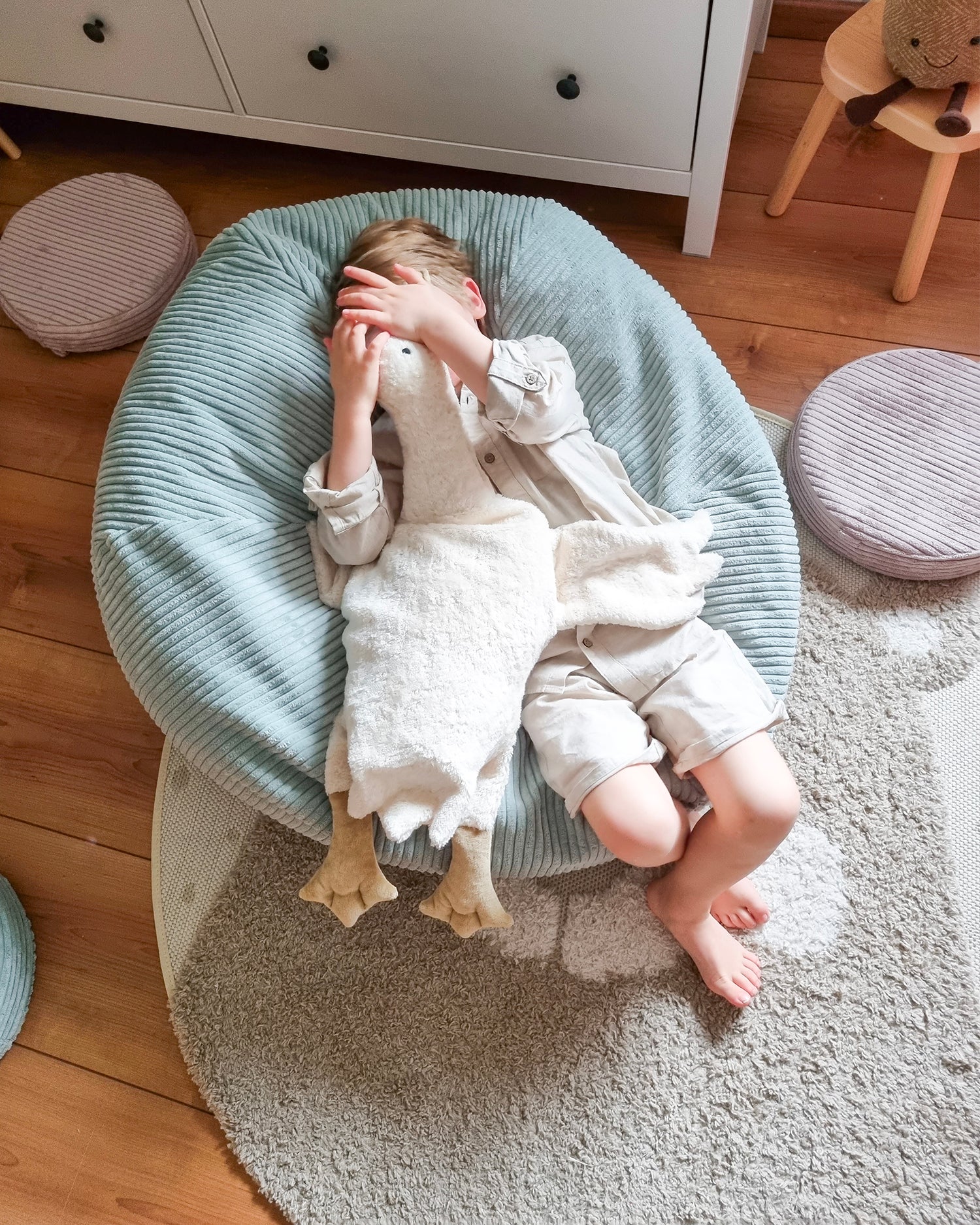 Pouf sacco per bambini in velluto a coste