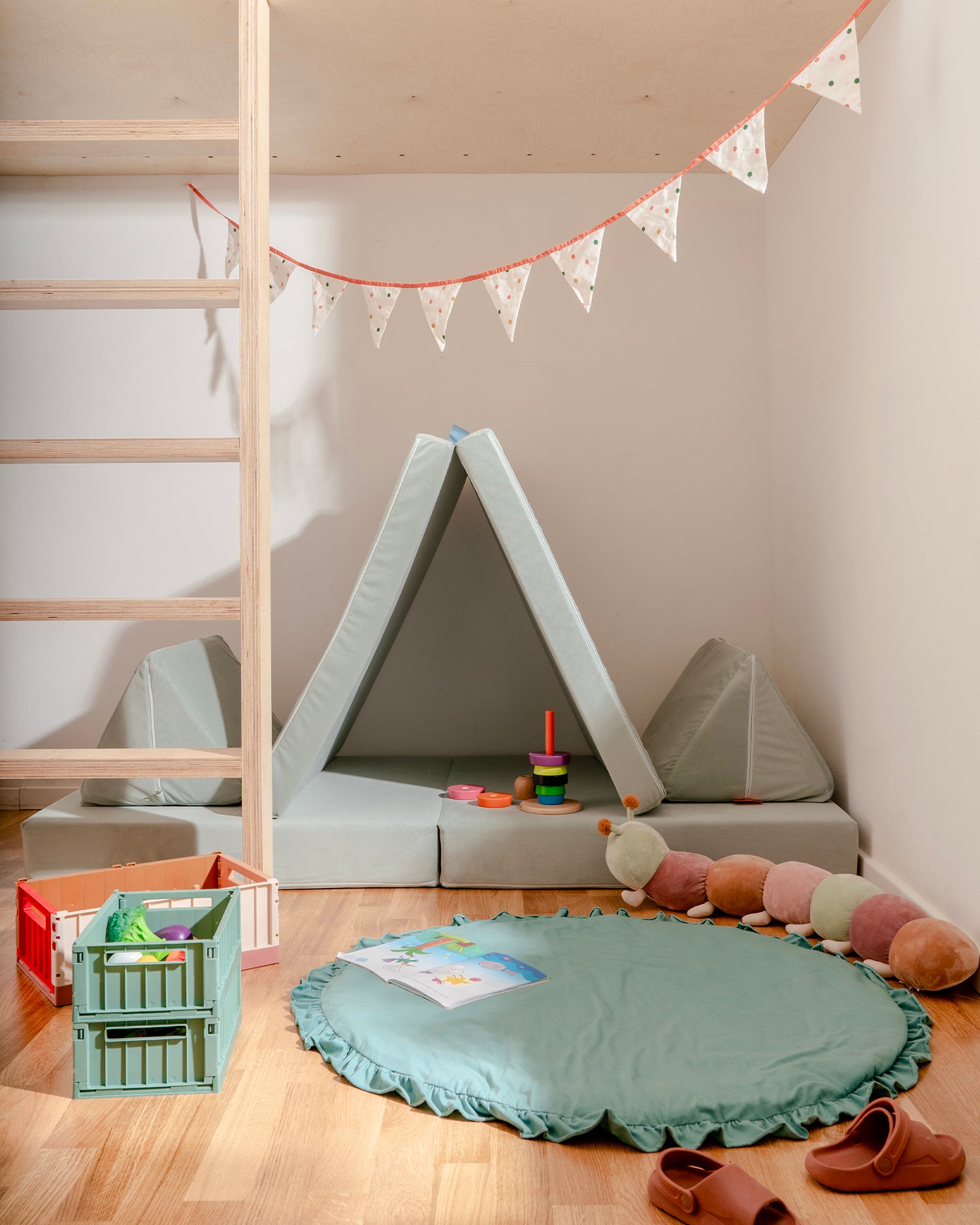 Divano modulare per bambini in velluto