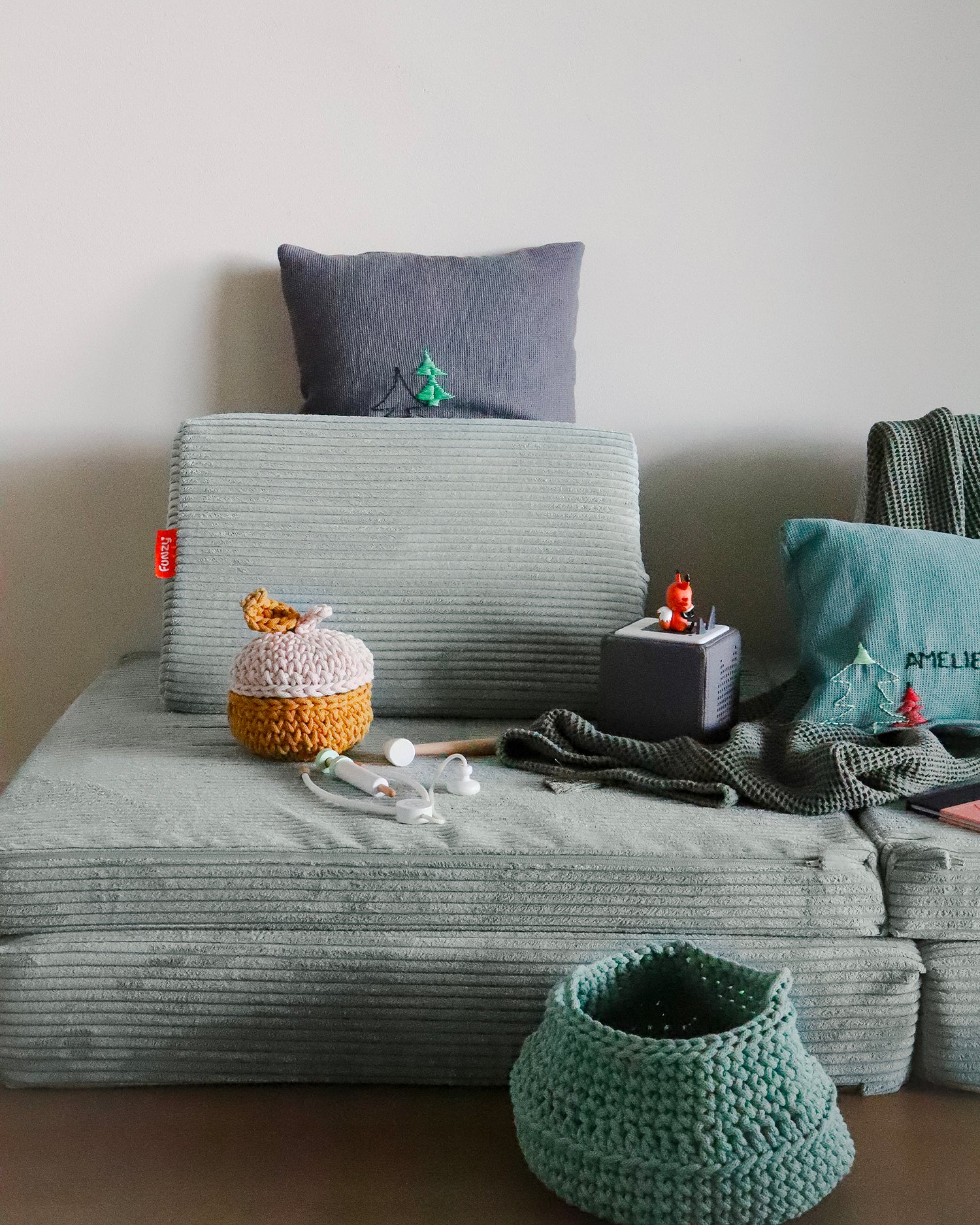 Divano modulare per bambini in velluto a coste