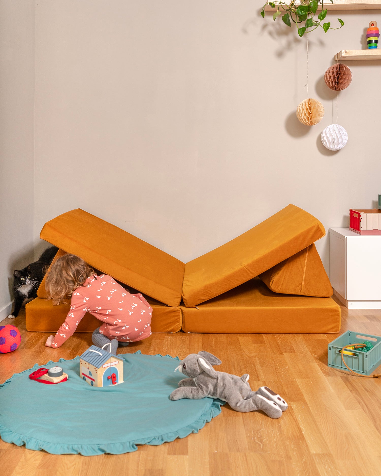 Divano modulare per bambini in velluto