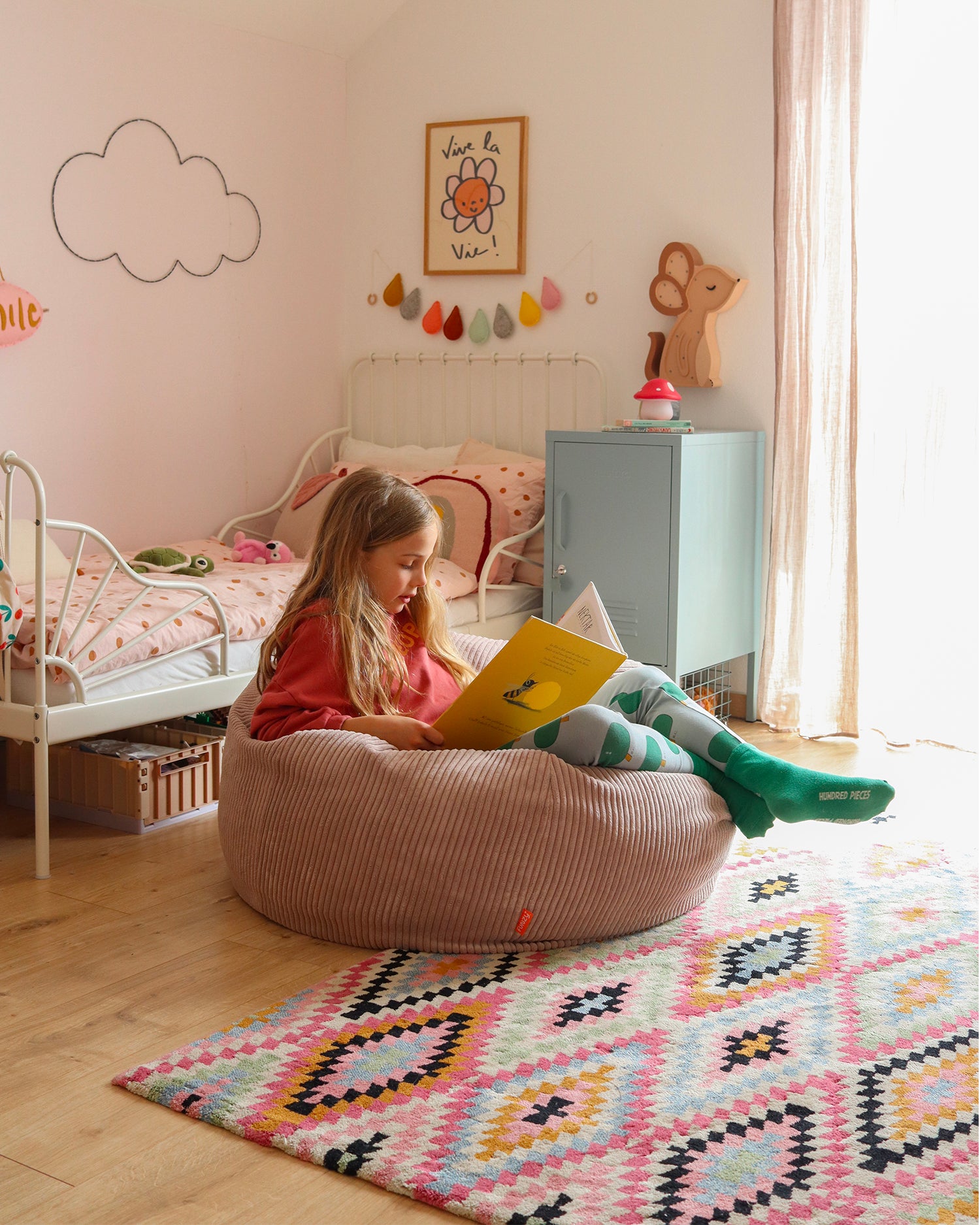 Pouf sacco per bambini in velluto a coste