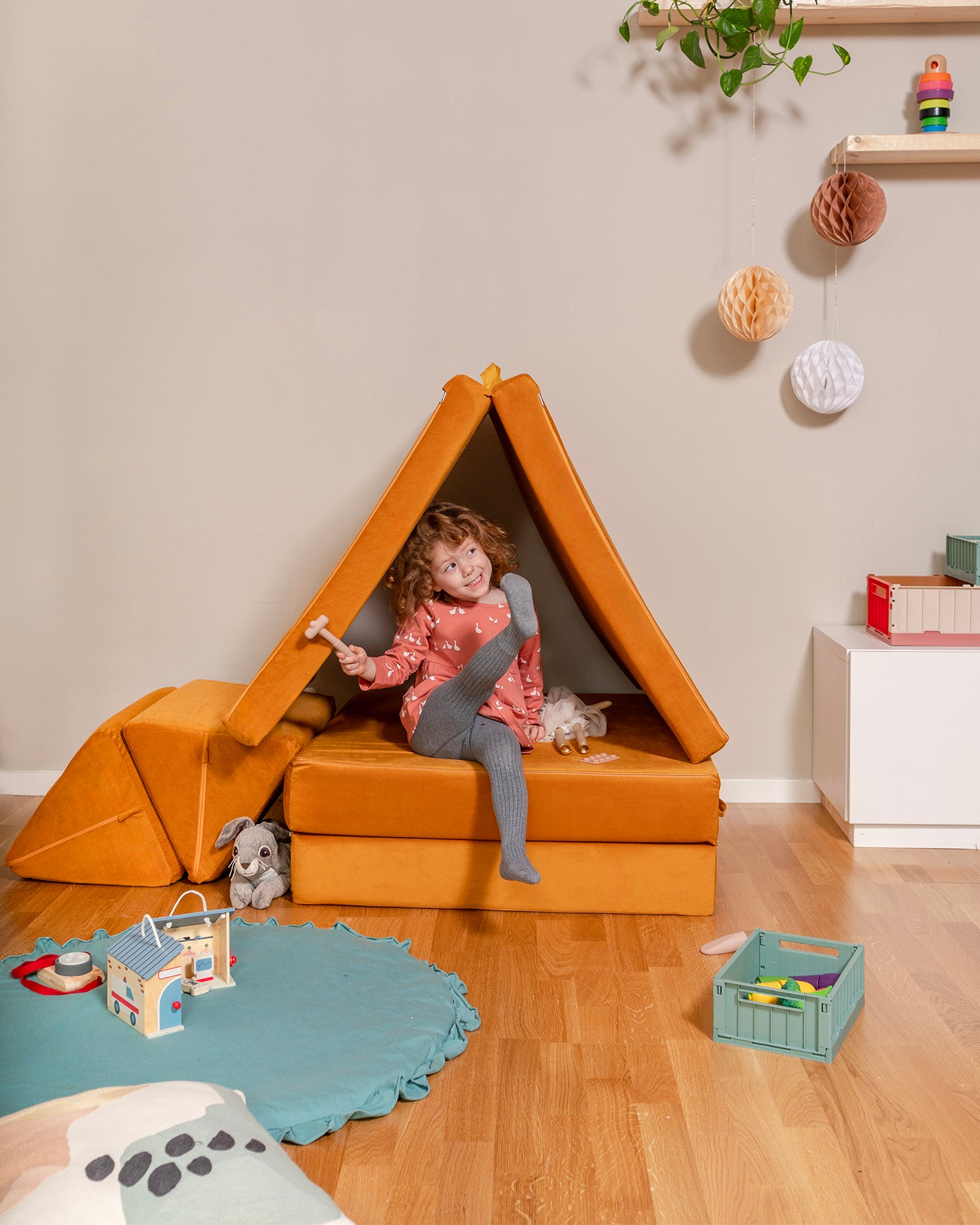 Divano modulare per bambini in velluto