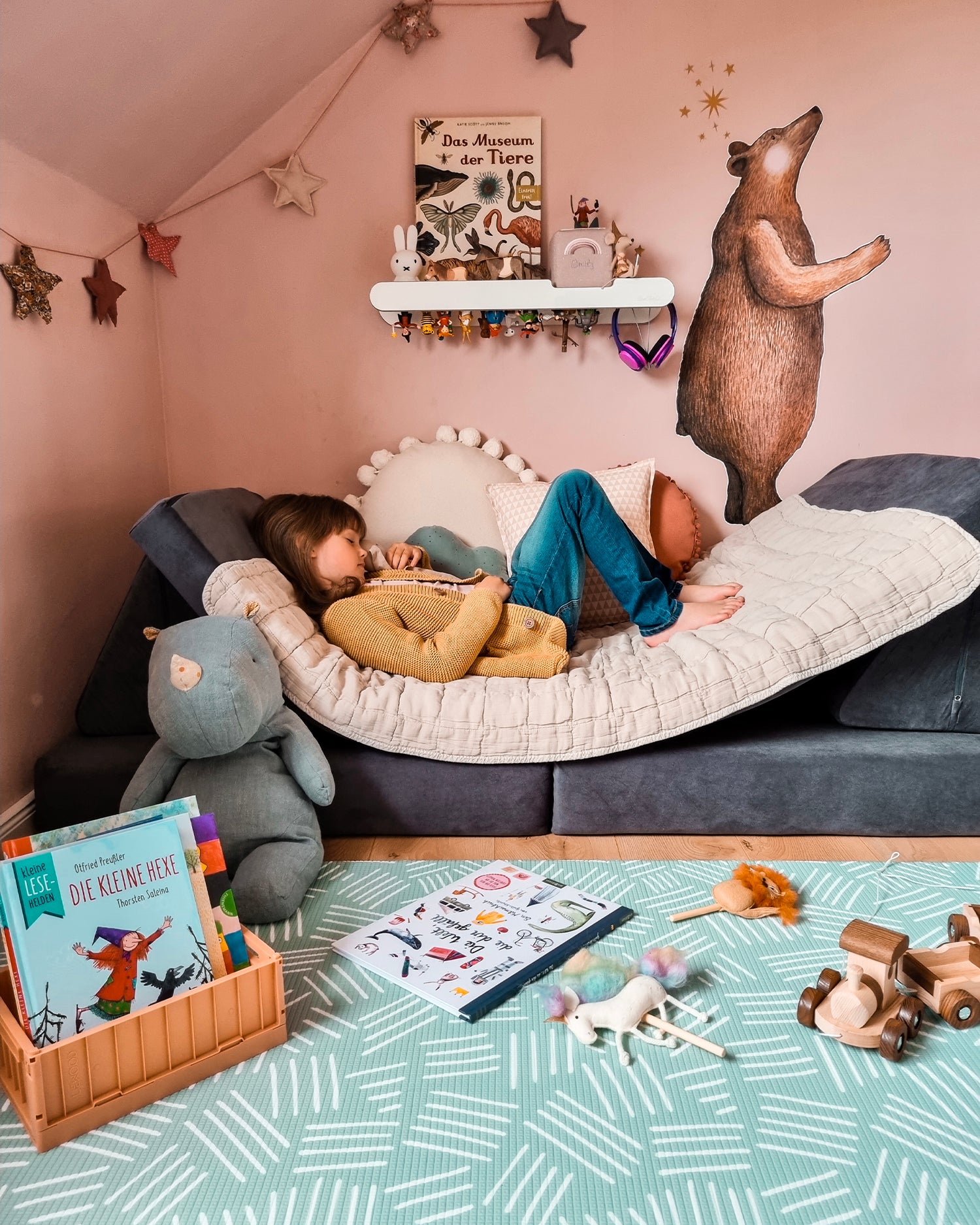 Divano modulare per bambini in velluto