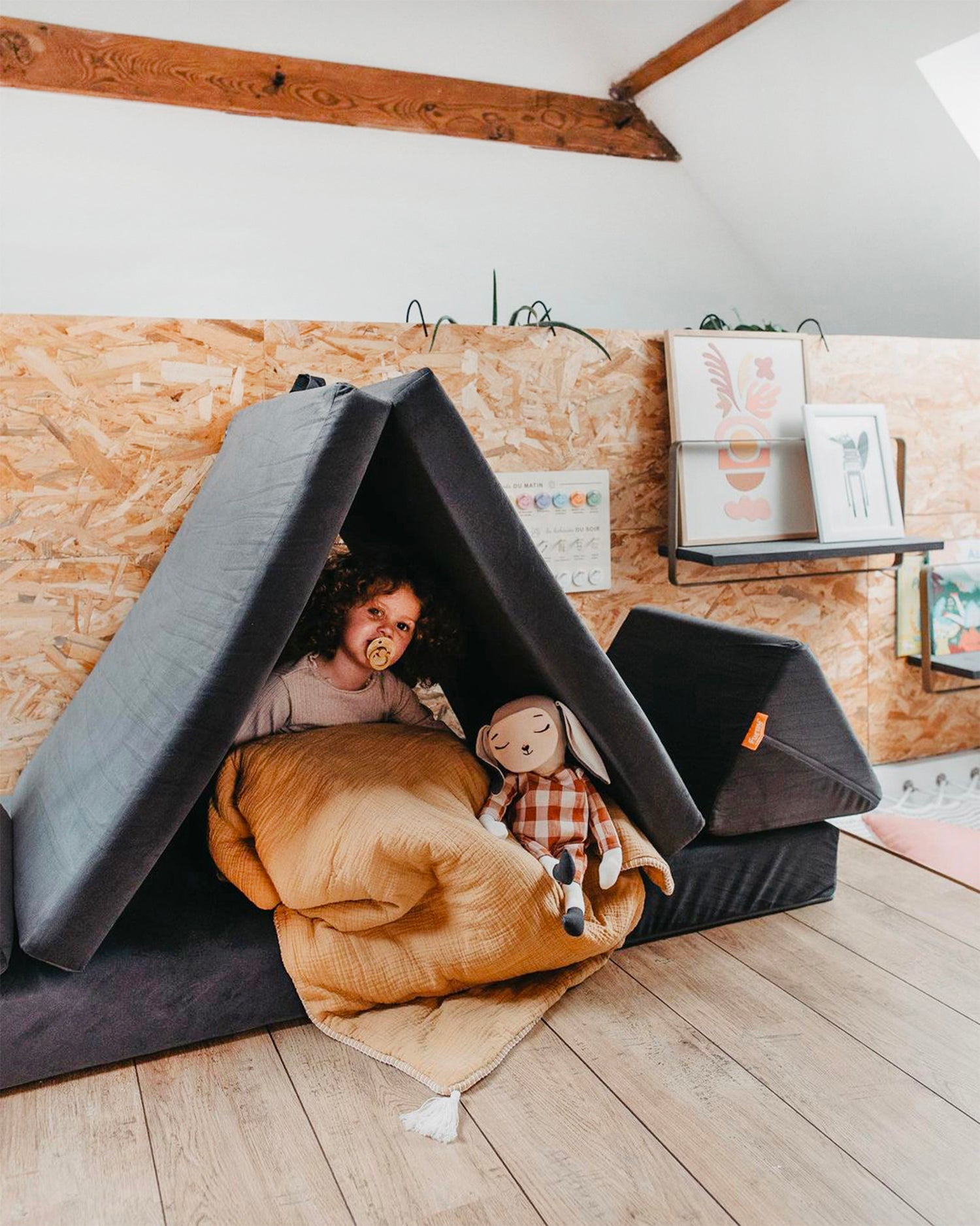 Divano modulare per bambini in velluto