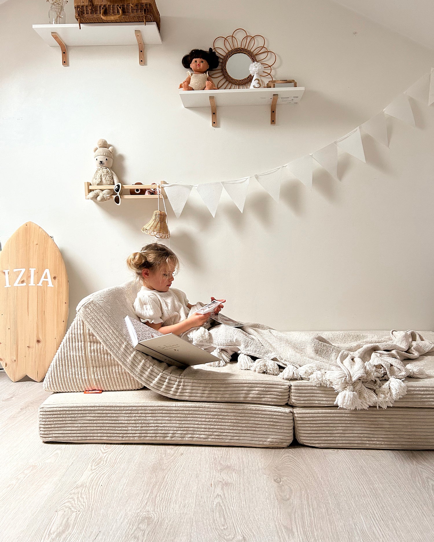 Divano modulare per bambini in velluto a coste