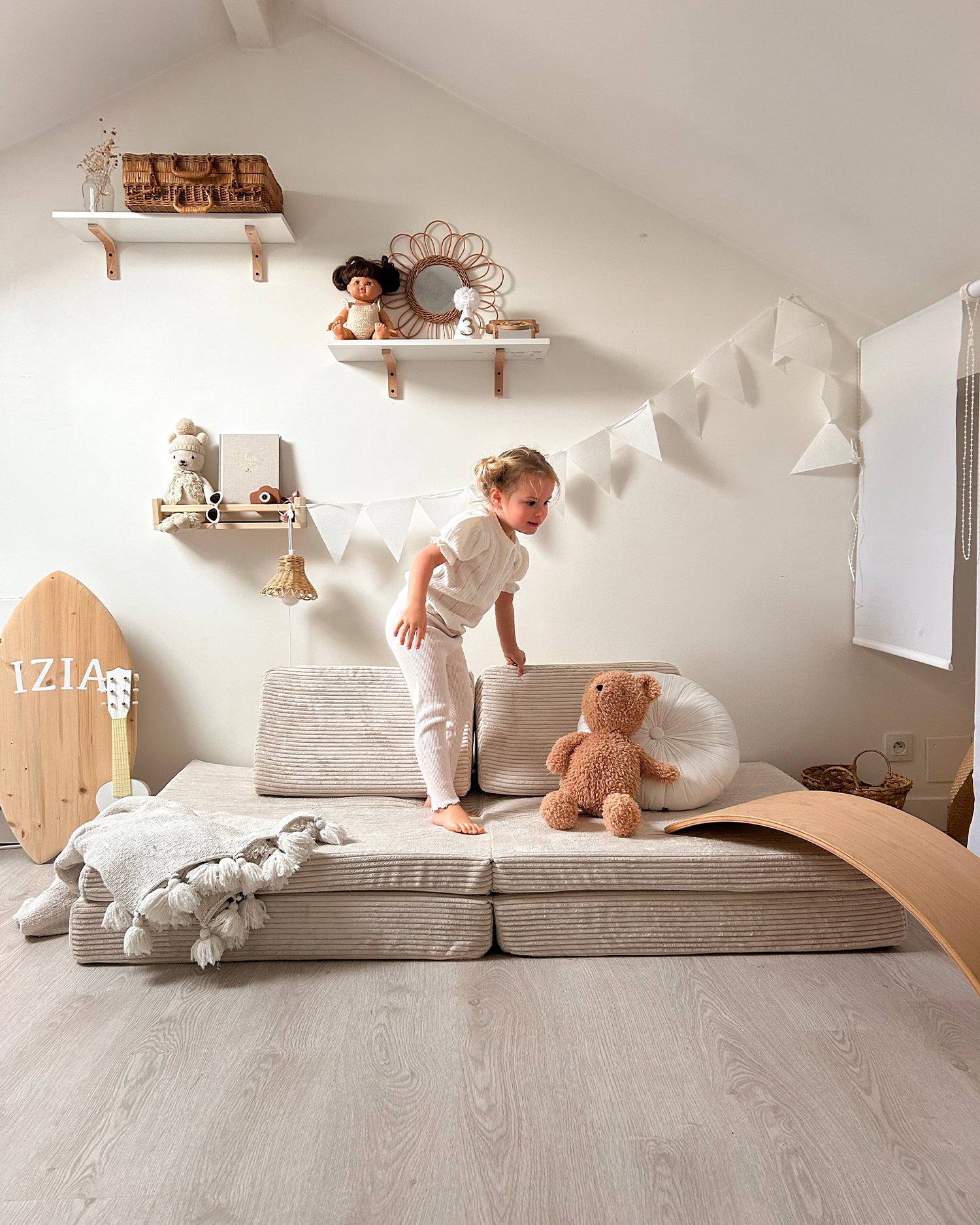 Divano modulare per bambini in velluto a coste