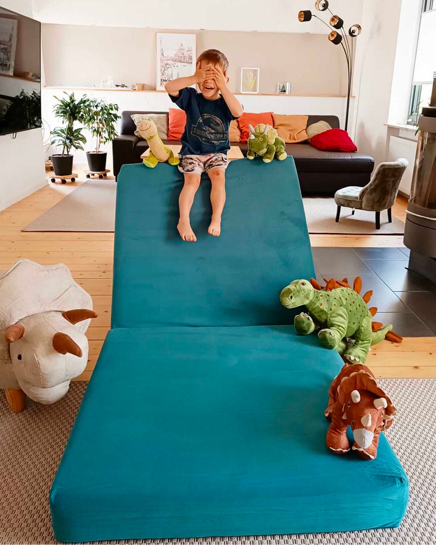 Divano modulare per bambini in velluto