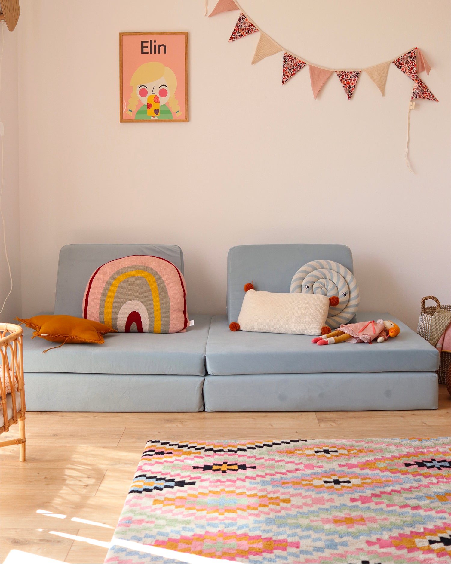 Divano modulare per bambini in velluto