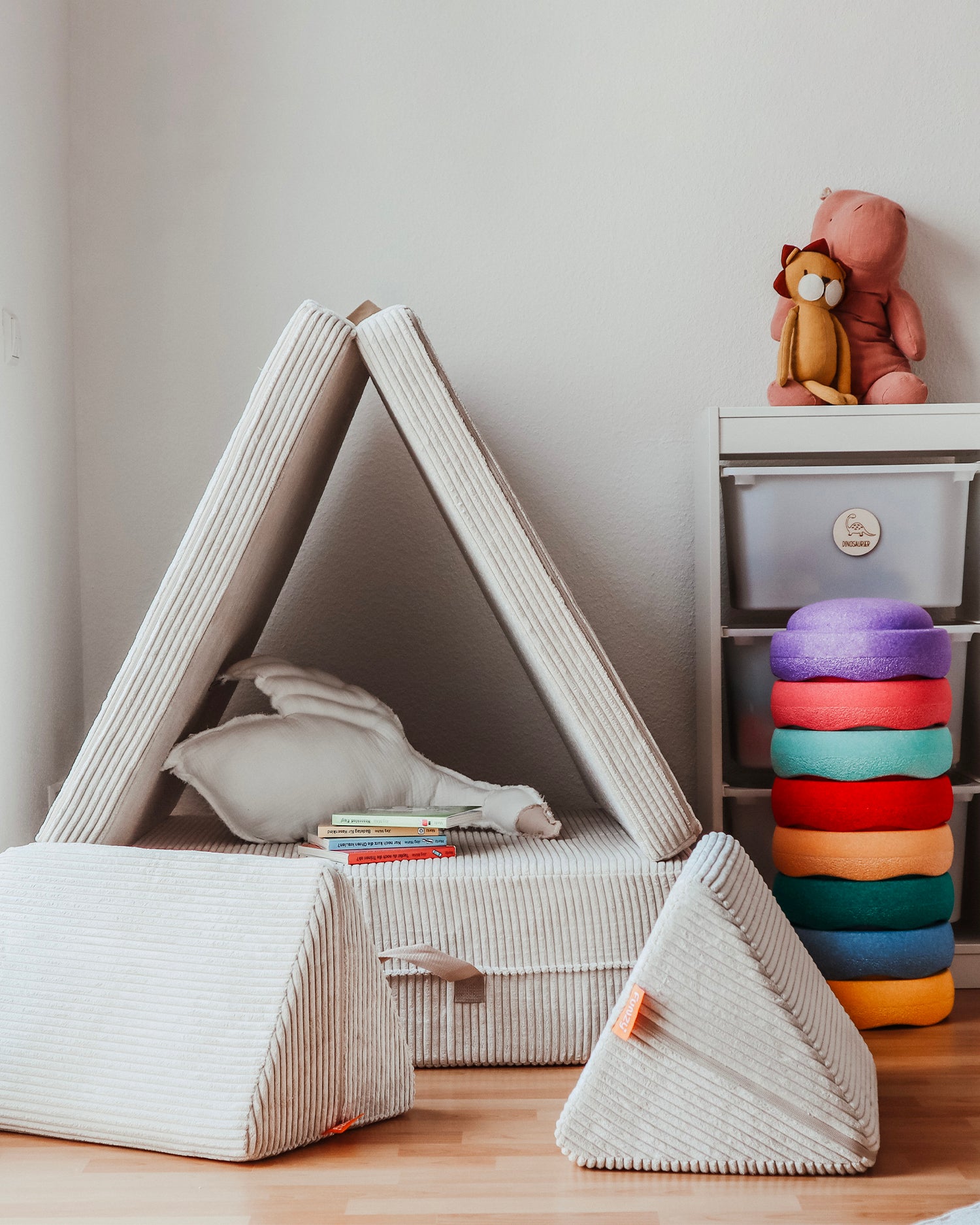 Divano modulare per bambini in velluto a coste