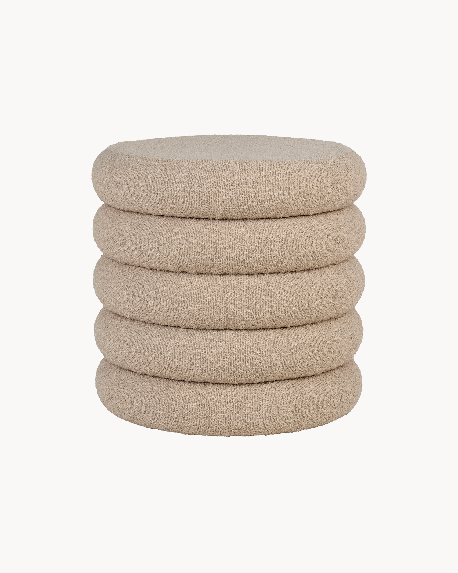 Pouf imbottito in bouclé con contenitore Brooklyn