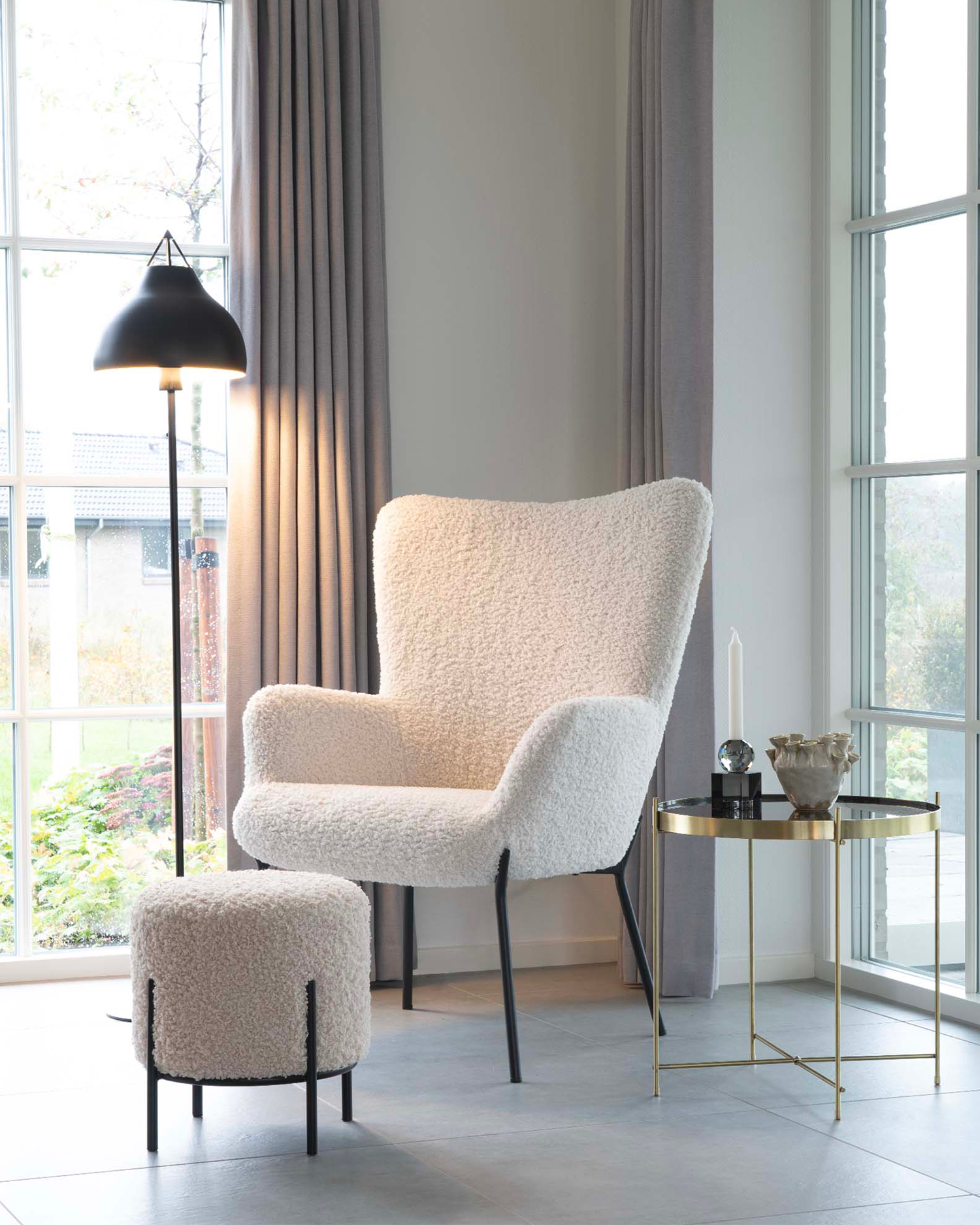 Pouf imbottito Alford, bianco