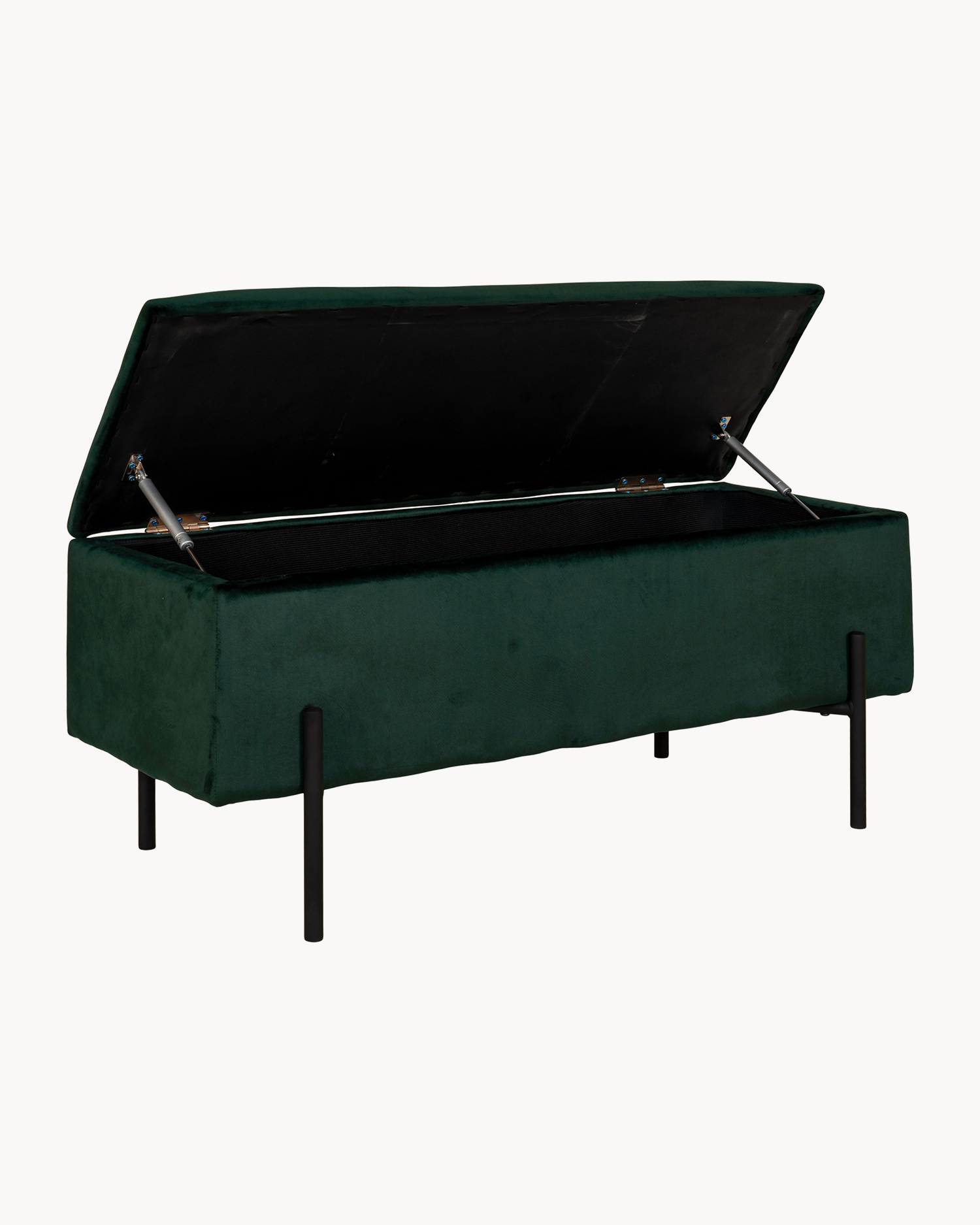 Panca in velluto con contenitore Watford, verde