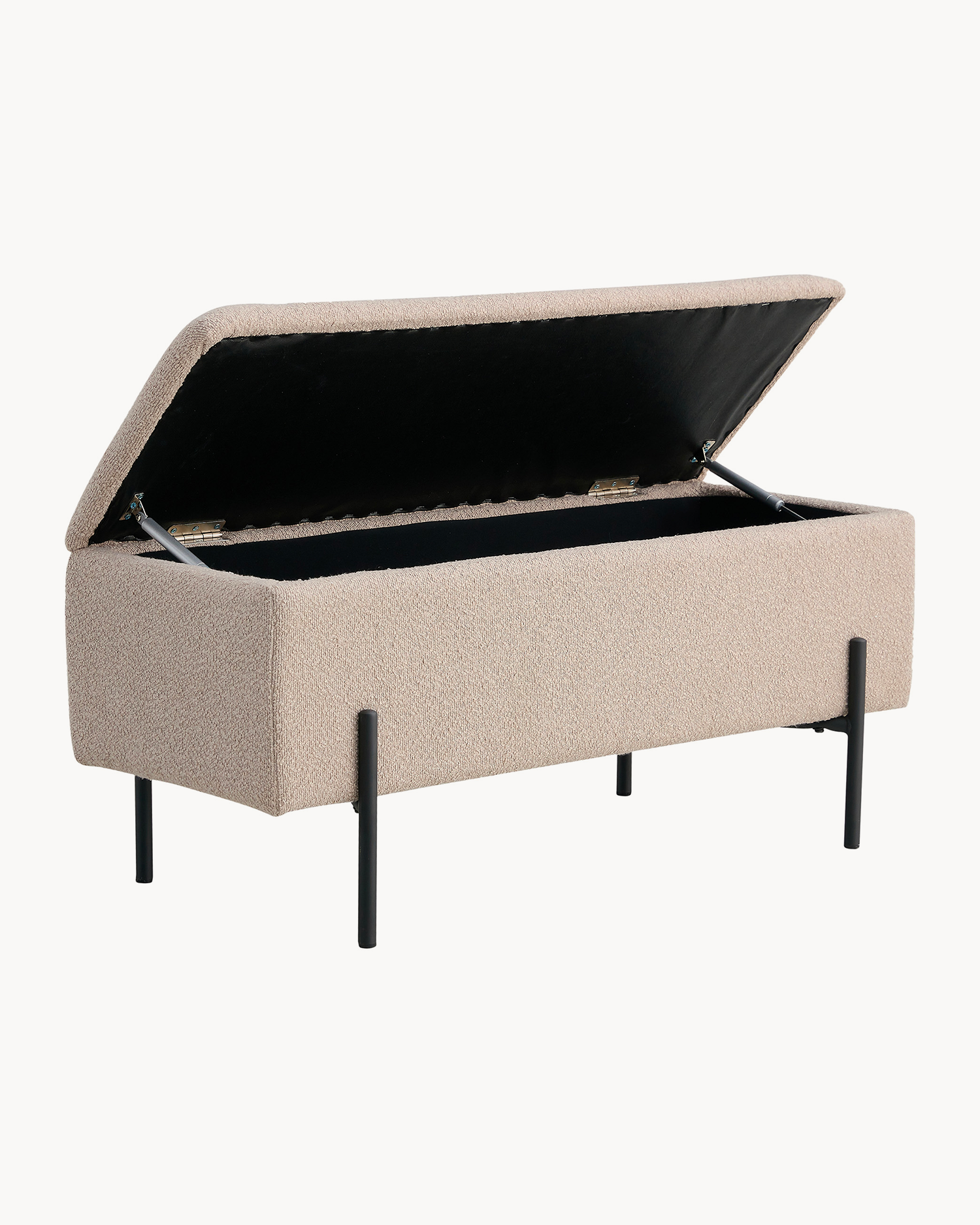 Panca in bouclè con contenitore Watford, beige