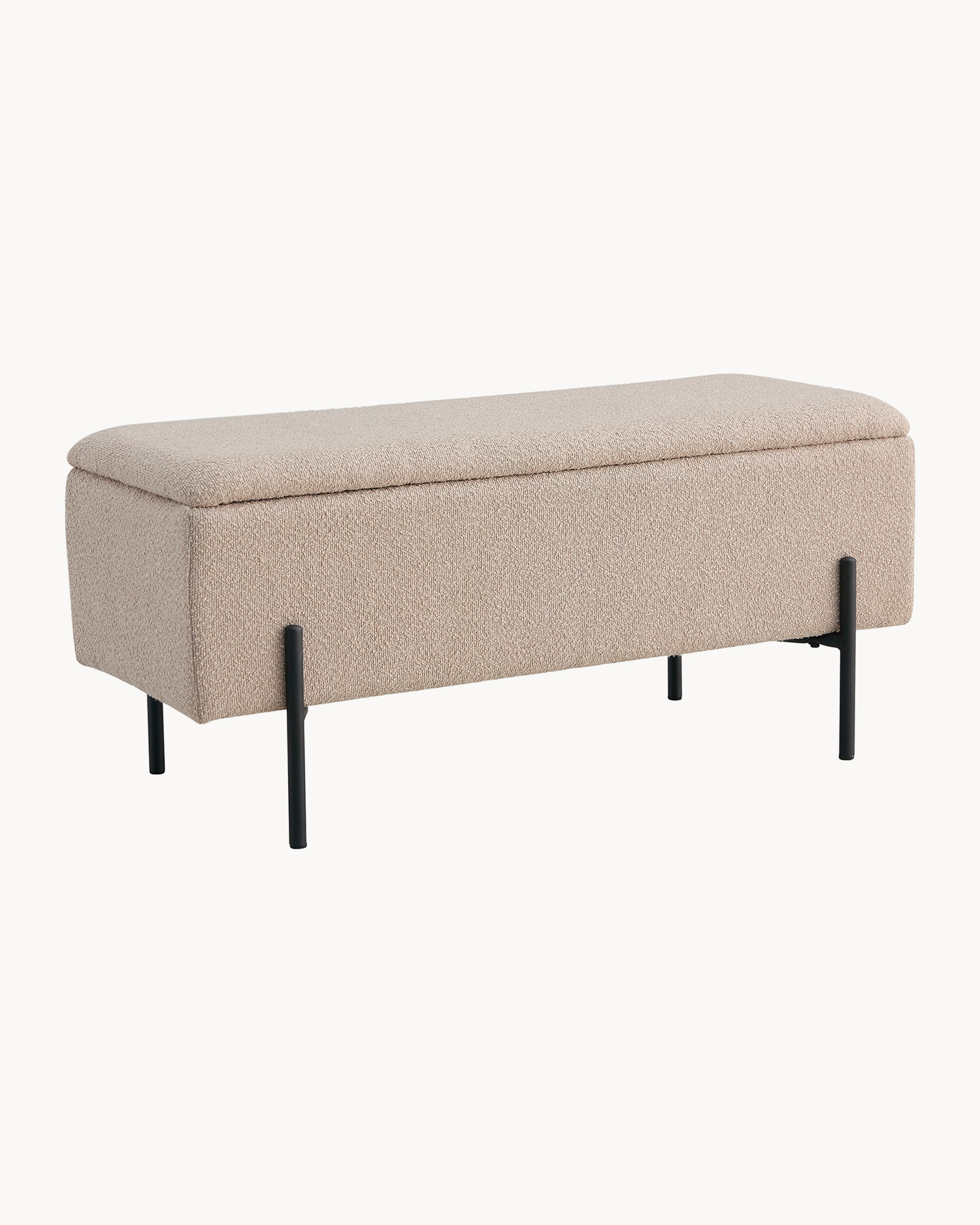 Panca in bouclè con contenitore Watford, beige