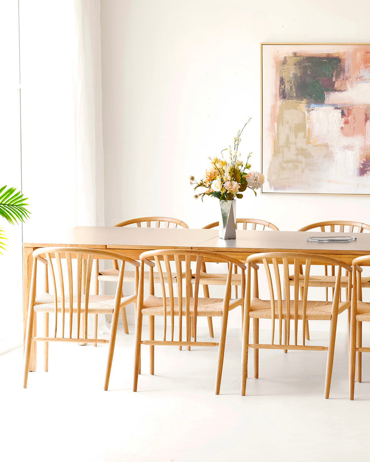 Set 2 sedie da pranzo in rovere con seduta intrecciata Agustin