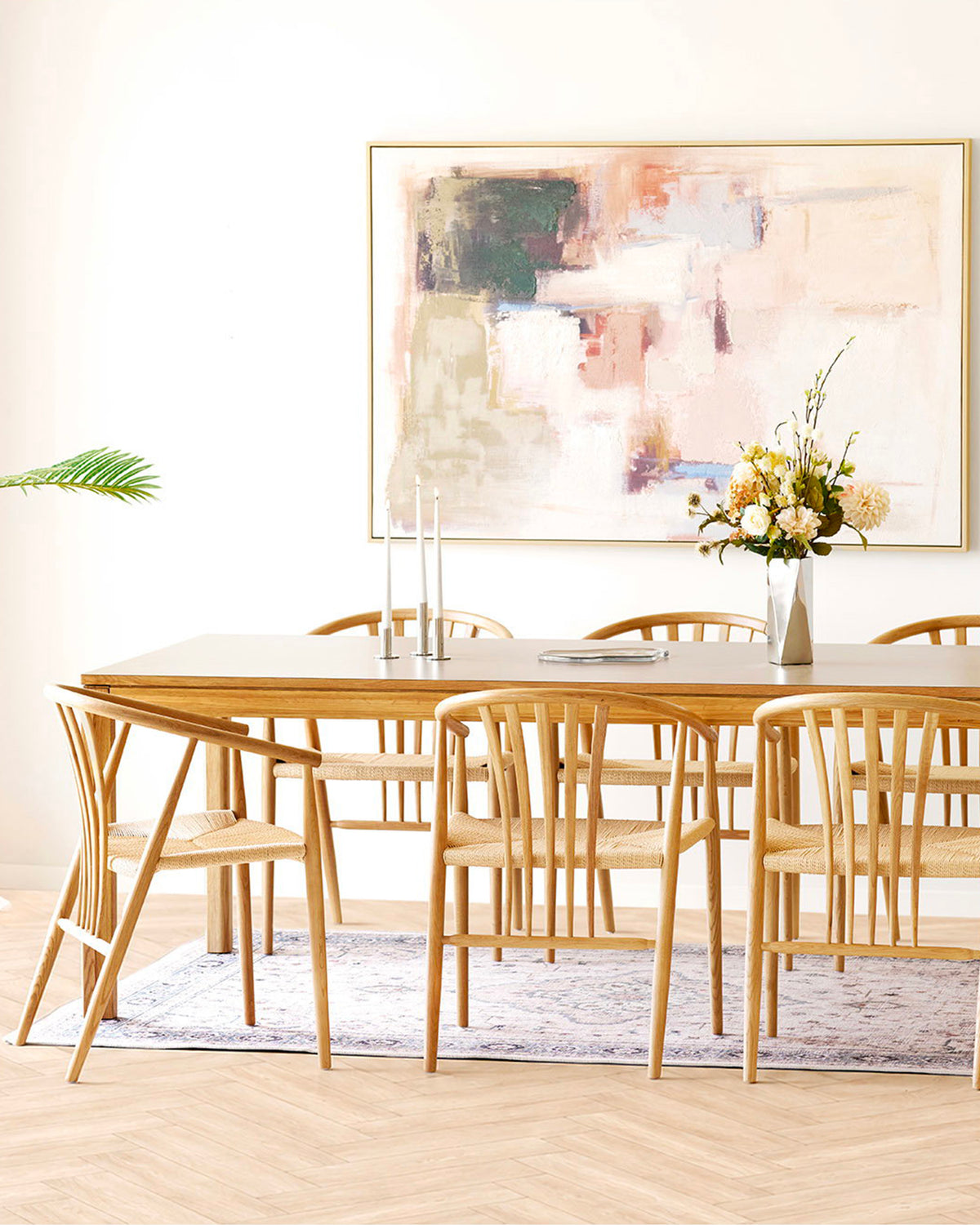 Set 2 sedie da pranzo in rovere con seduta intrecciata Agustin