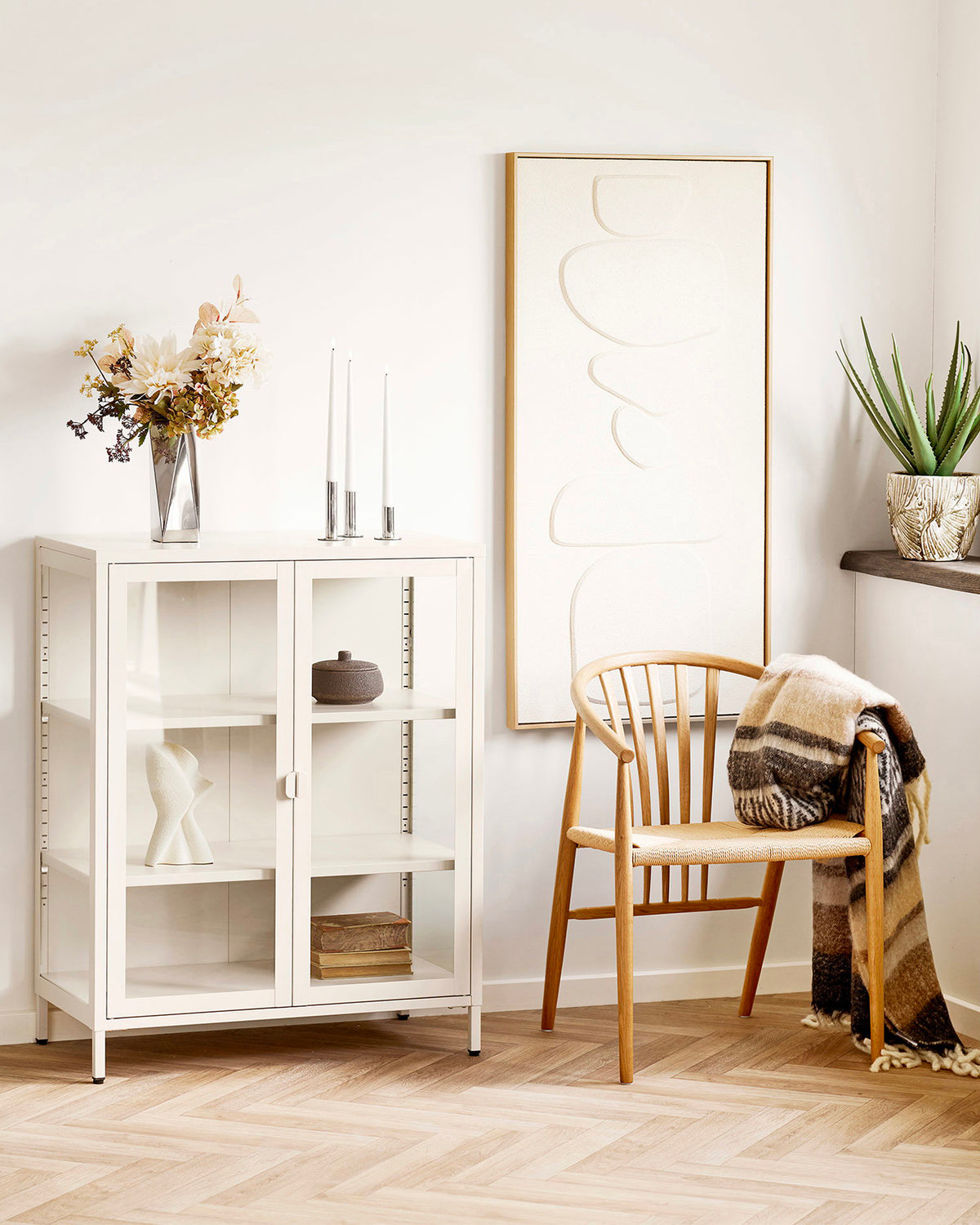 Set 2 sedie da pranzo in rovere con seduta intrecciata Agustin