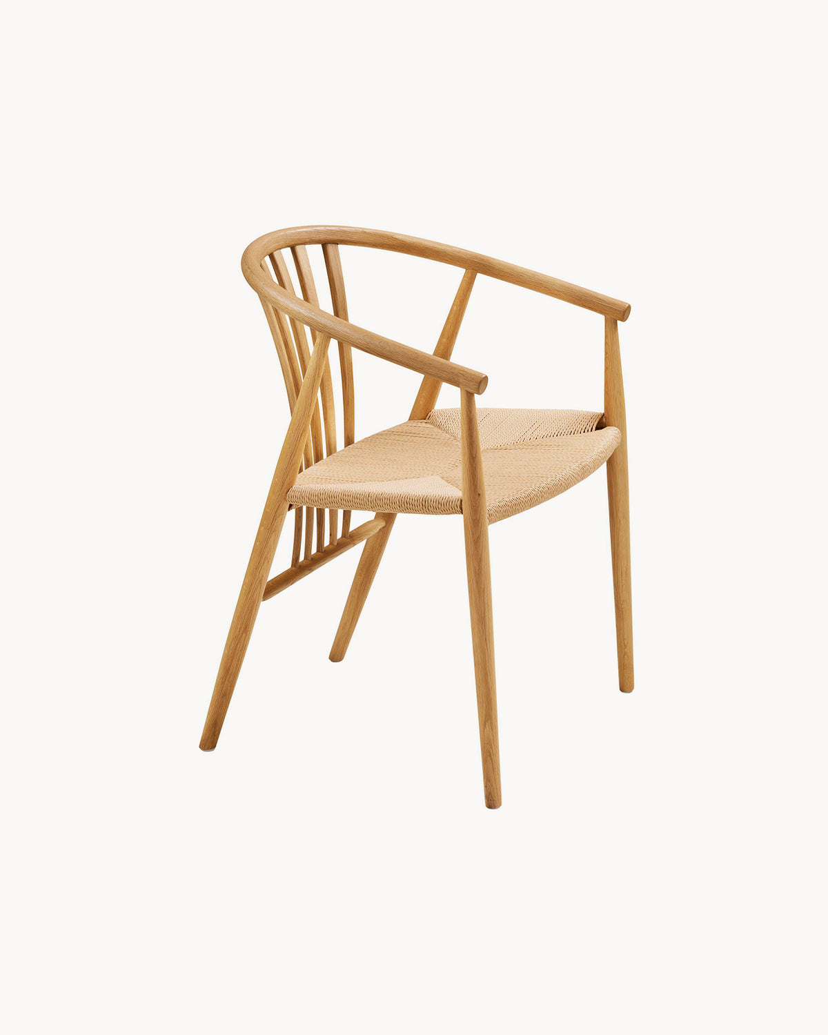 Set 2 sedie da pranzo in rovere con seduta intrecciata Agustin