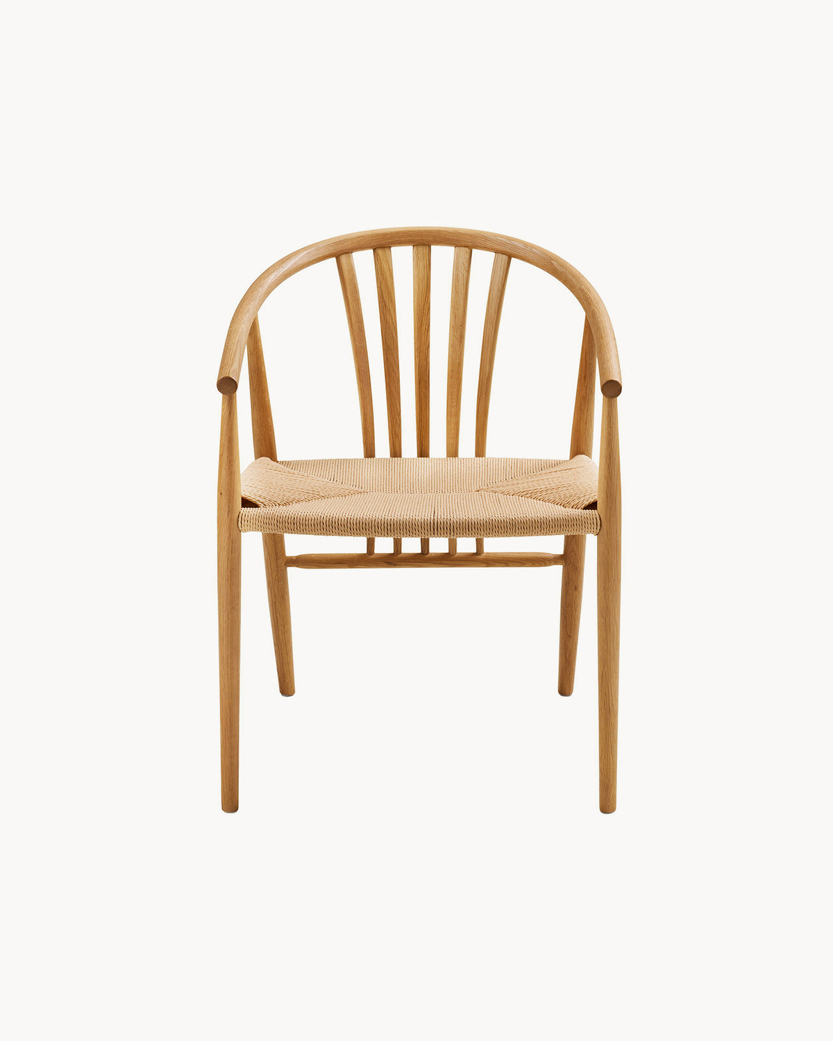 Set 2 sedie da pranzo in rovere con seduta intrecciata Agustin