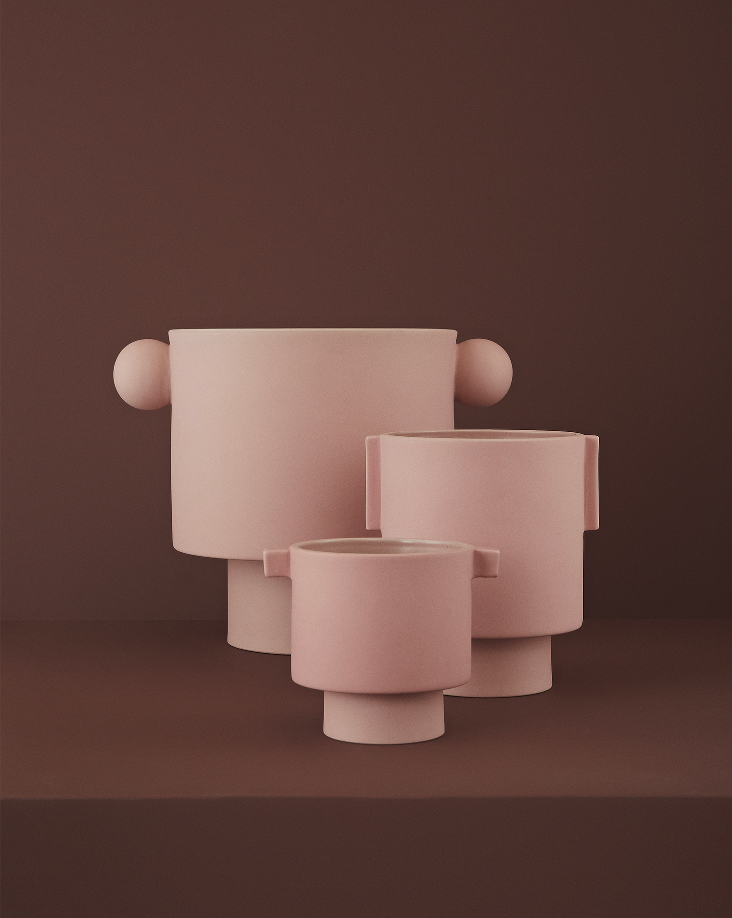 Portavaso in ceramica fatto a mano Inka Kana, rosa