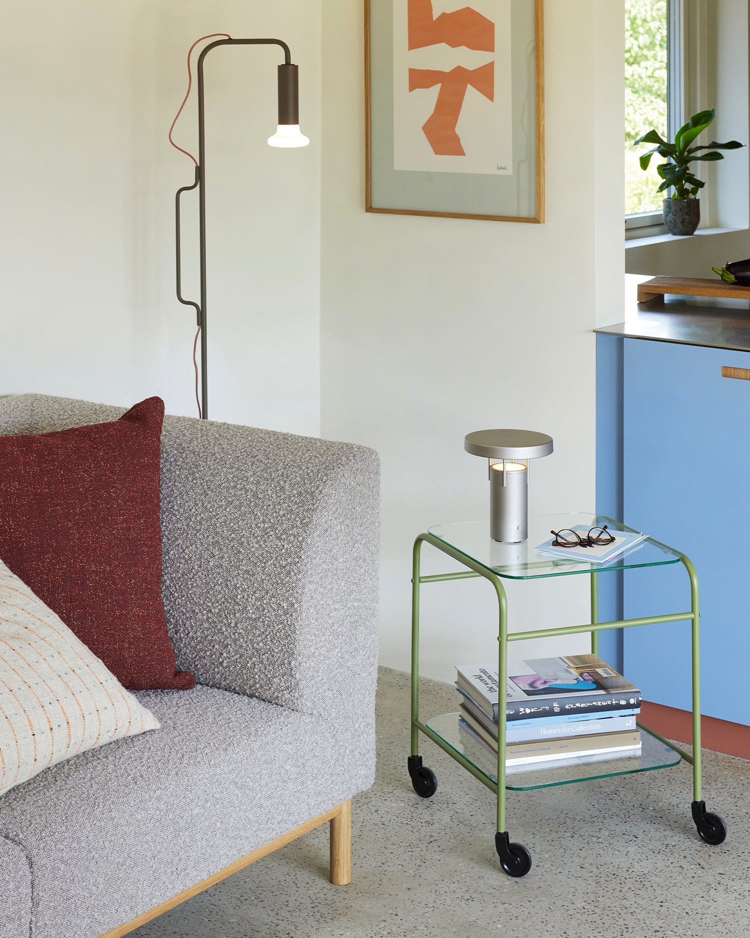 Carrello portaoggetti in vetro e metallo Zephyr